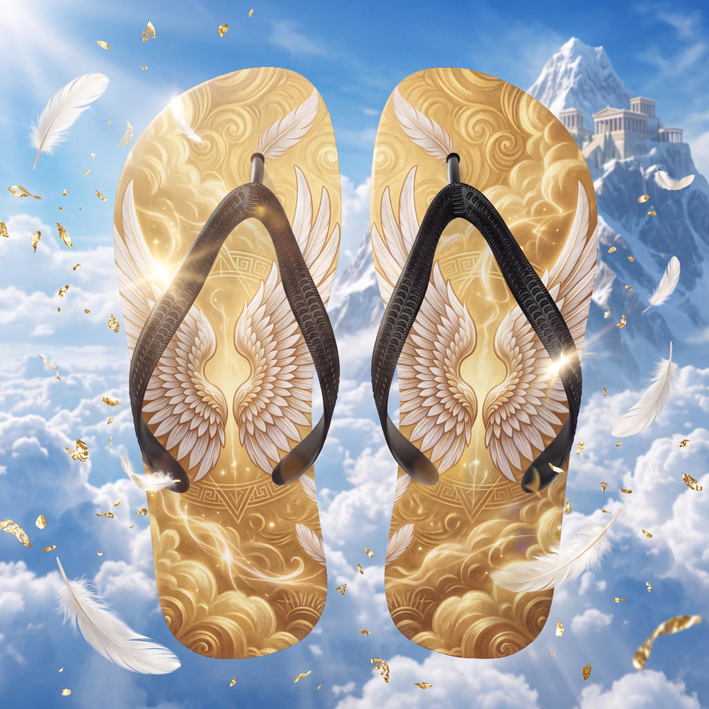 Mount Olympus Flip Flops | Golden Wing Greek Mythology Sandals