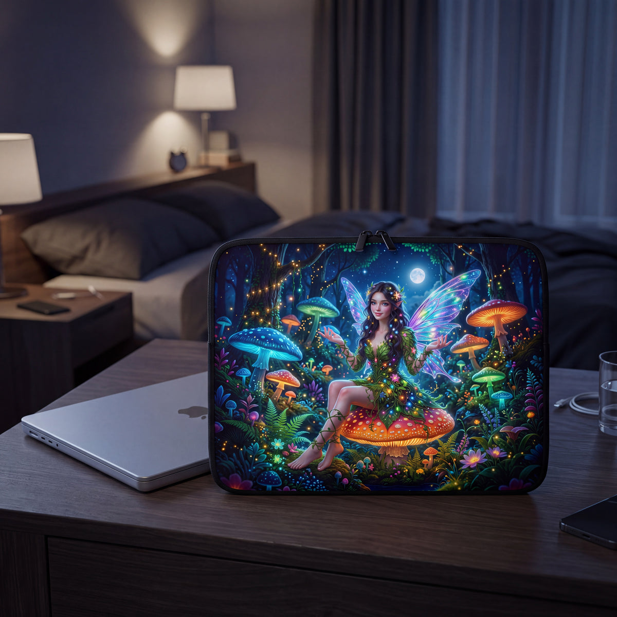 Fairy Laptop Sleeve – Enchanted Mushroom Forest Fantasy | Neoprene Case