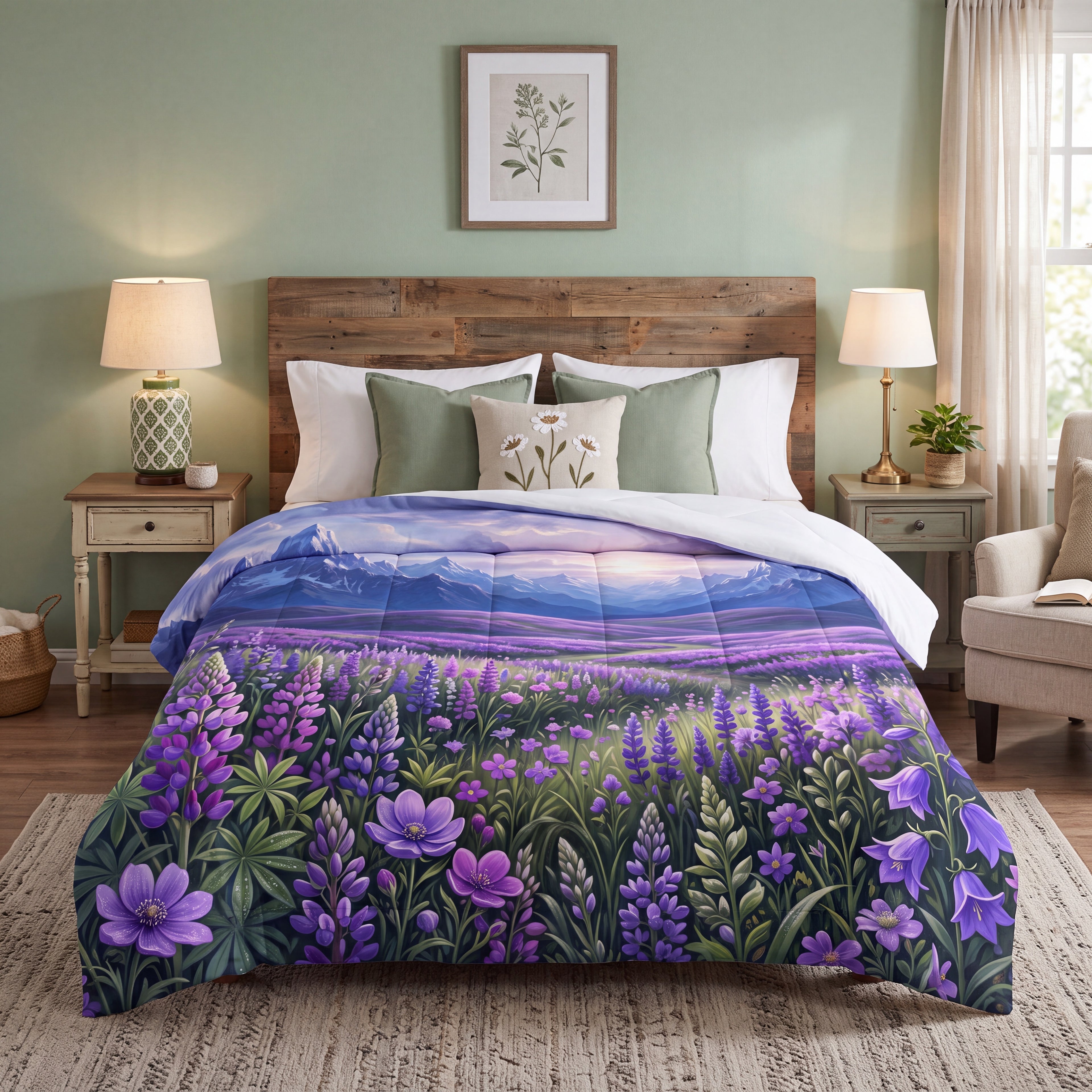 Wildflower Meadow Comforter | Mountain Landscape Bedding