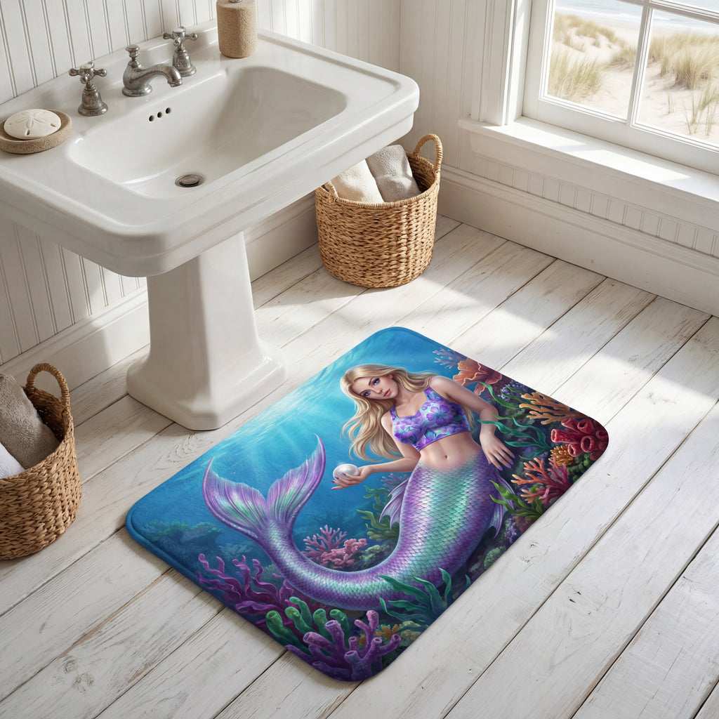 Mermaid Bath Mat | Soft Memory Foam Ocean Decor