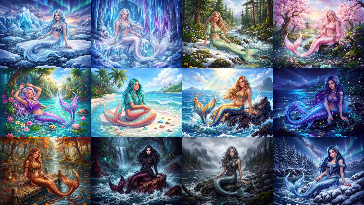 Mermaids of the Shores 2027 Wall Calendar – Fantasy Mermaid Art