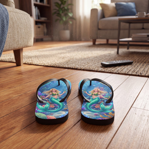 Mermaid Flip Flops – Colorful Coral Reef Ocean Fantasy Sandals