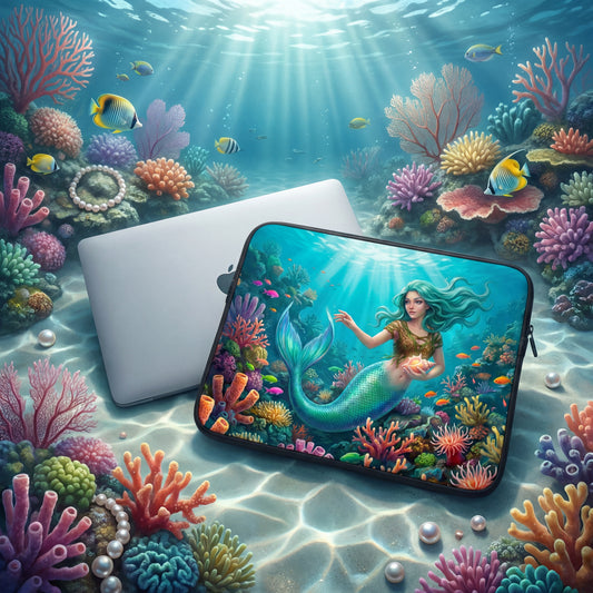 Mermaid Reef Laptop Sleeve | Ocean Coral Fantasy | Neoprene Case (13” / 15”)