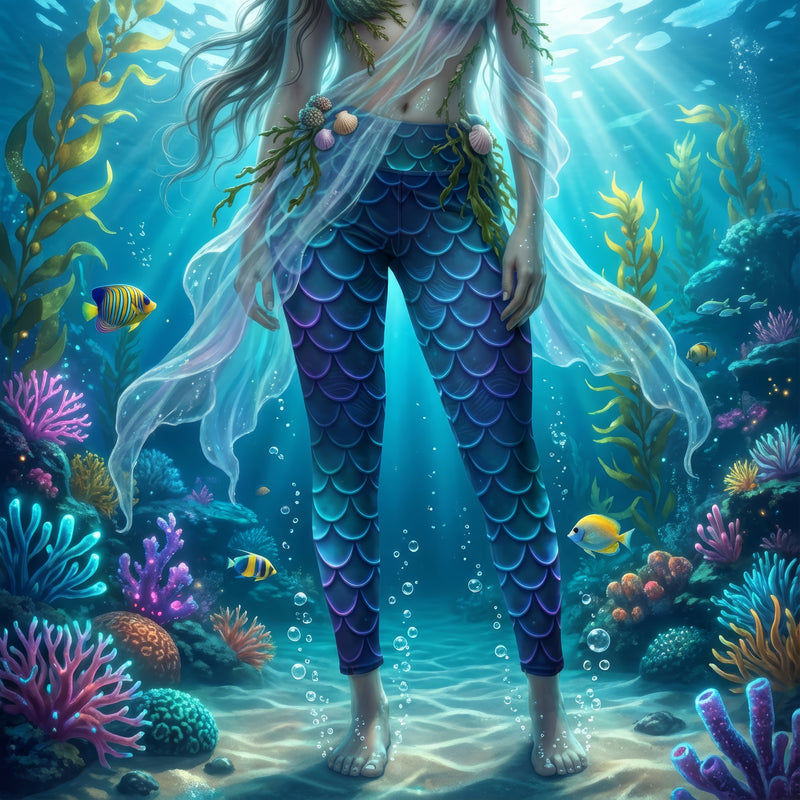Mermaid Scale Yoga Leggings | Teal & Purple Oceancore Print | High-Waisted Activewear