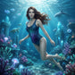 Mermaid One-Piece Swimsuit | Purple Blue Scale Print Swimwear