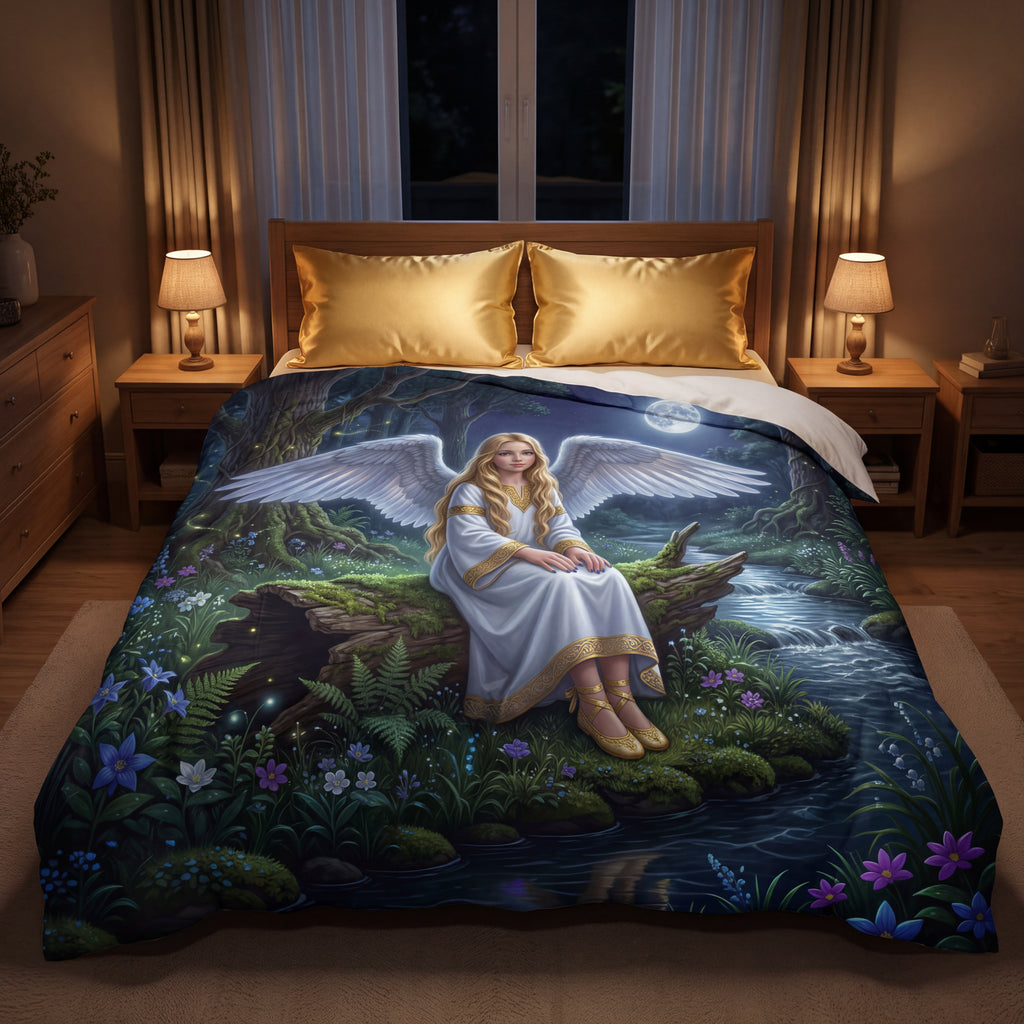 Moonlit Angel Comforter | Enchanted Forest Fantasy Bedding Set