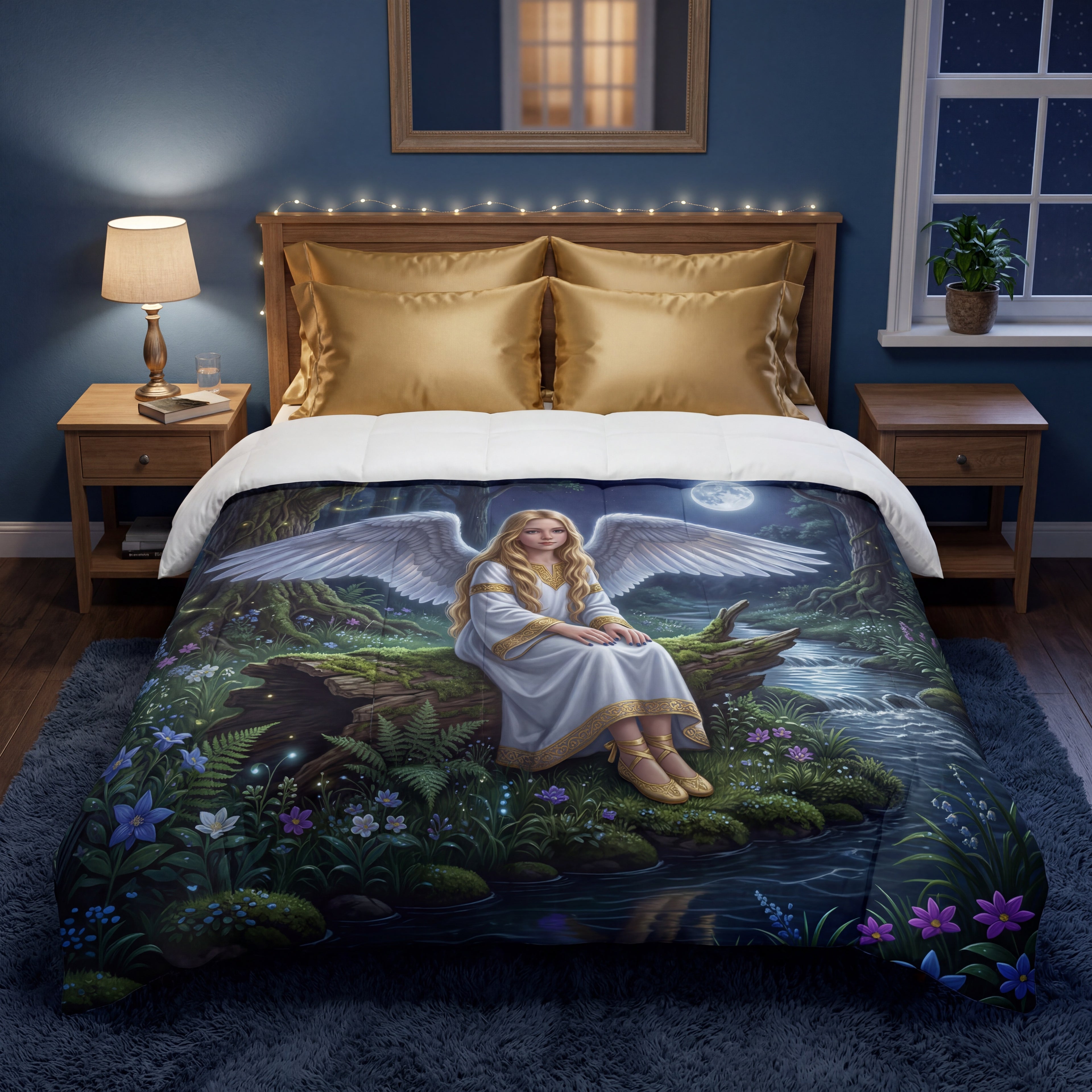 Moonlit Angel Comforter | Enchanted Forest Fantasy Bedding Set