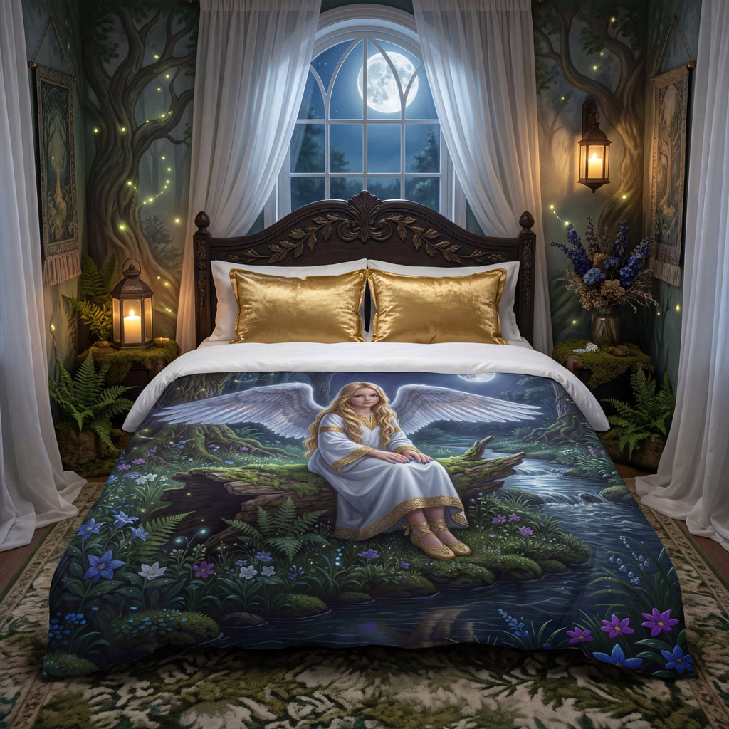 Moonlit Angel Comforter | Enchanted Forest Fantasy Bedding Set