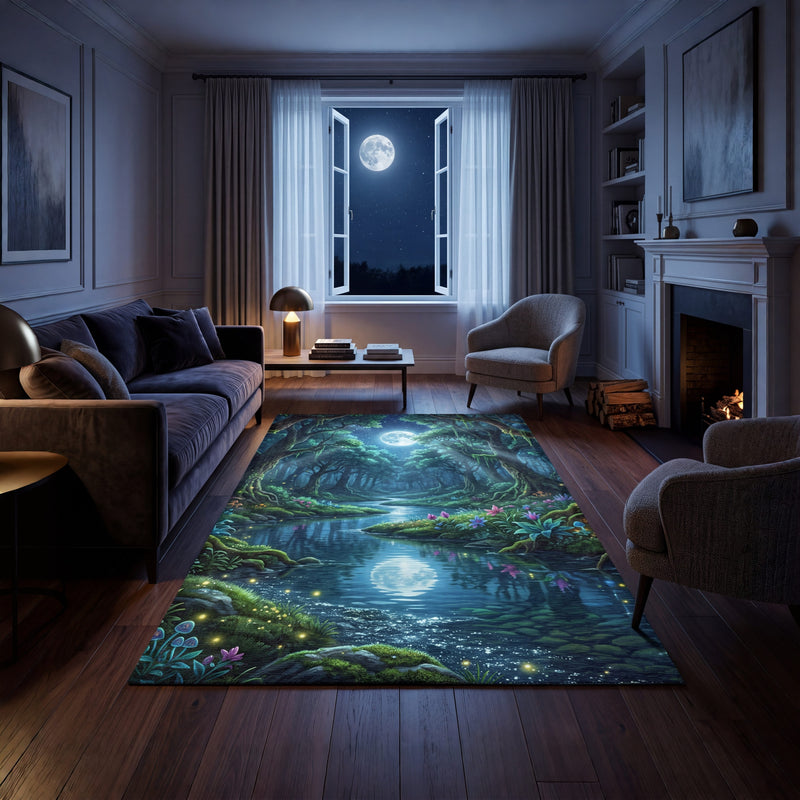 DECOR Moonlit Forest Area Rug | Magical Woodland Stream Decor