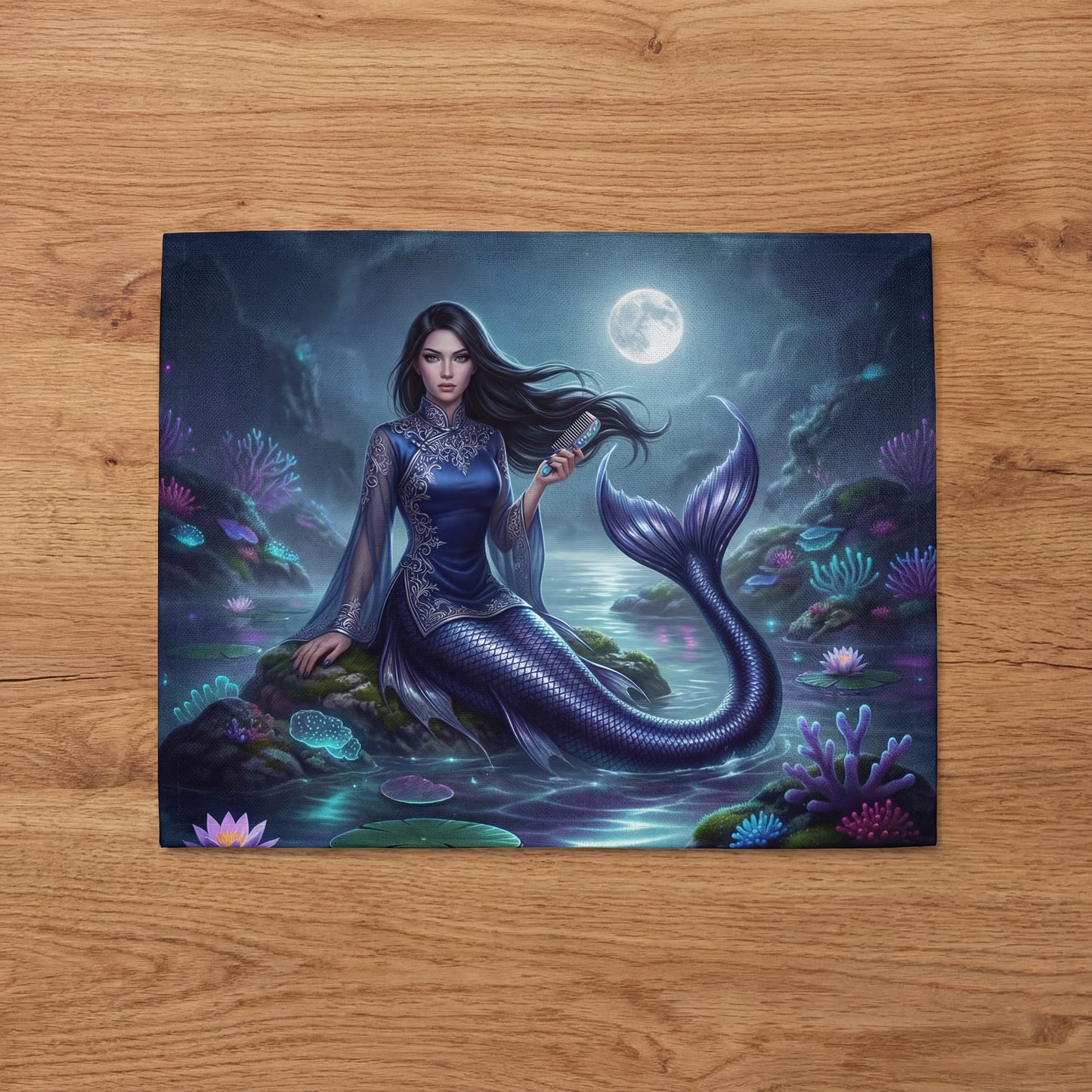 Moonlit Mermaid Placemats (Set of 4) | Fantasy Dining Table Mats