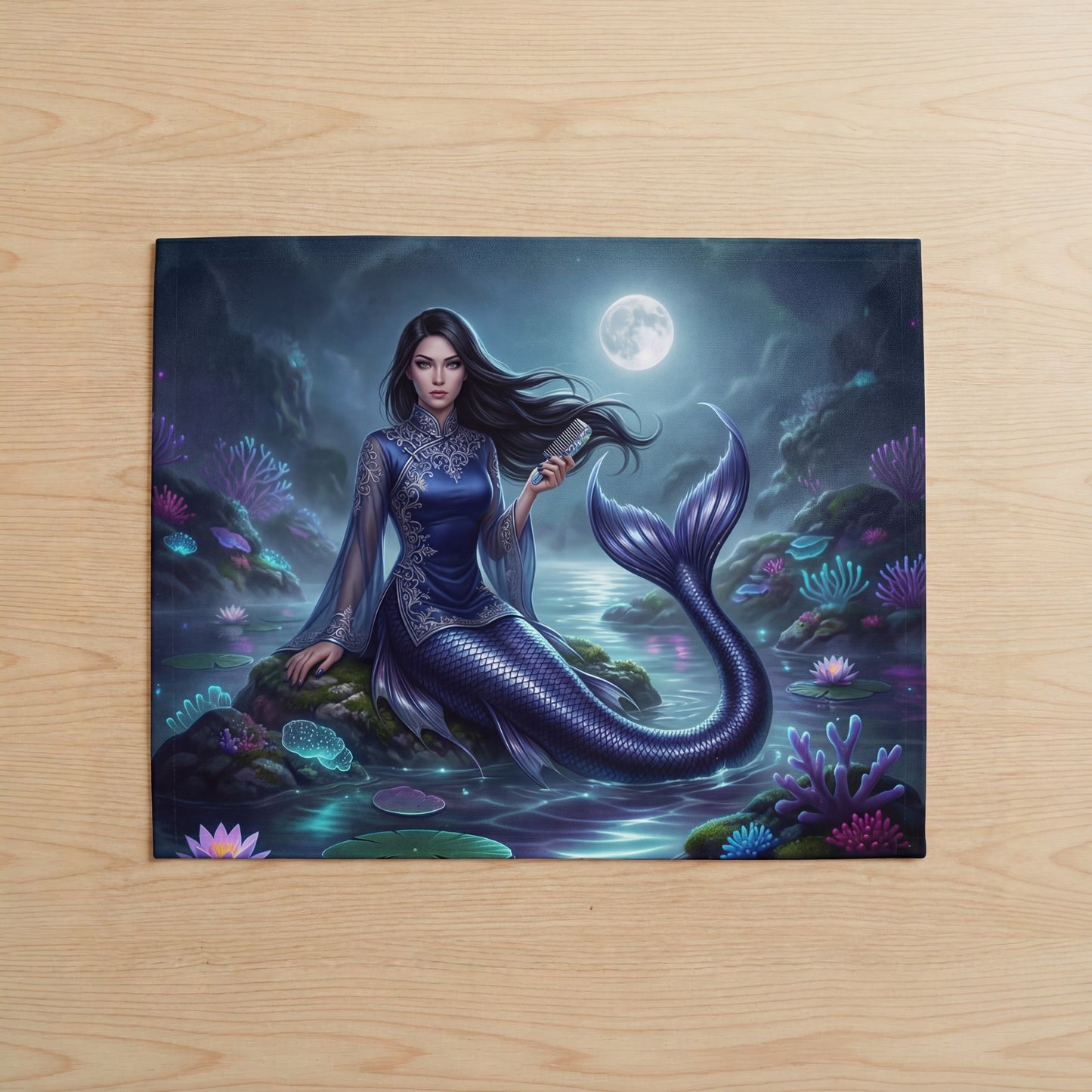 Moonlit Mermaid Placemats (Set of 4) | Fantasy Dining Table Mats