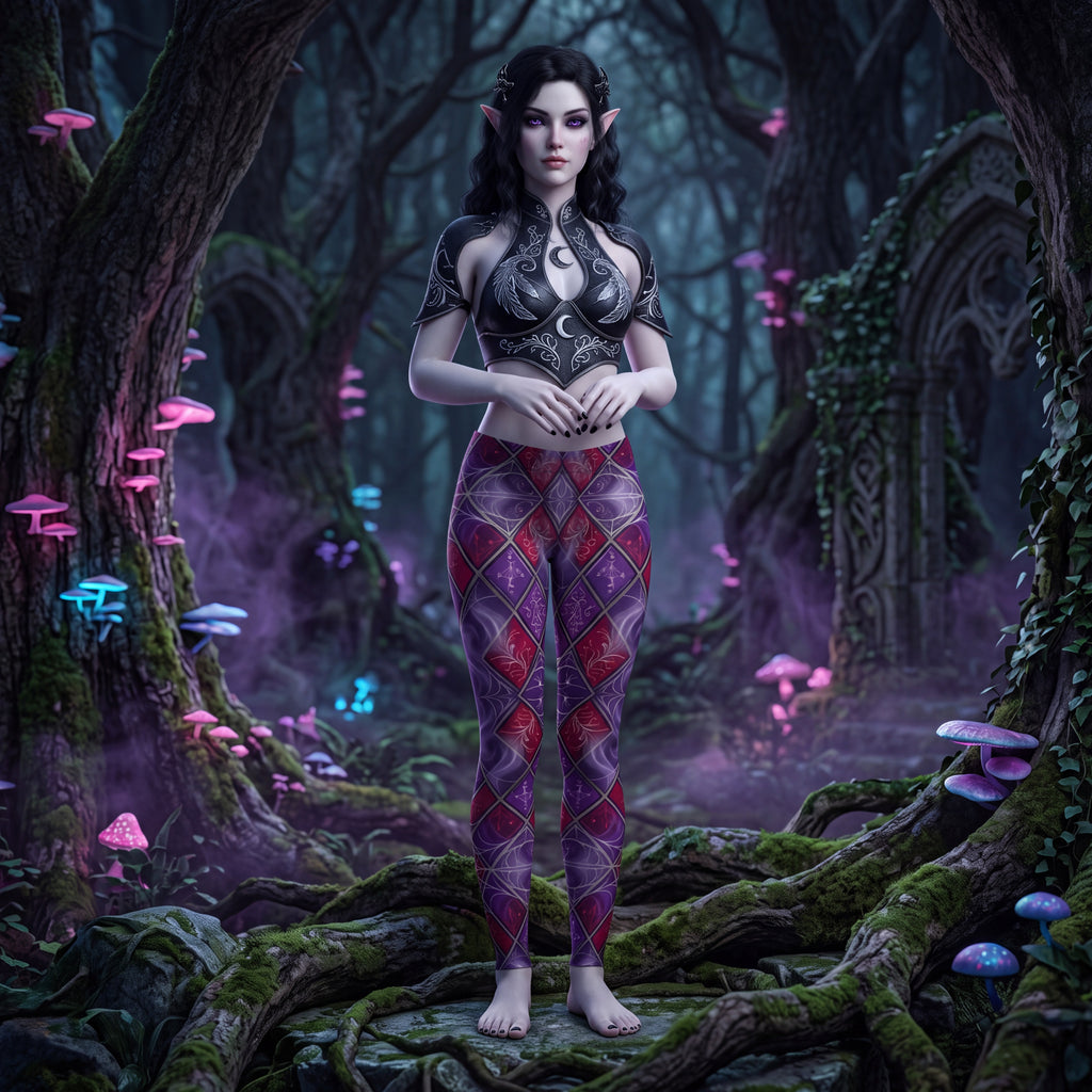 Night Elf Inspired Leggings | Purple & Burgundy Dark Fantasy Elven Pants