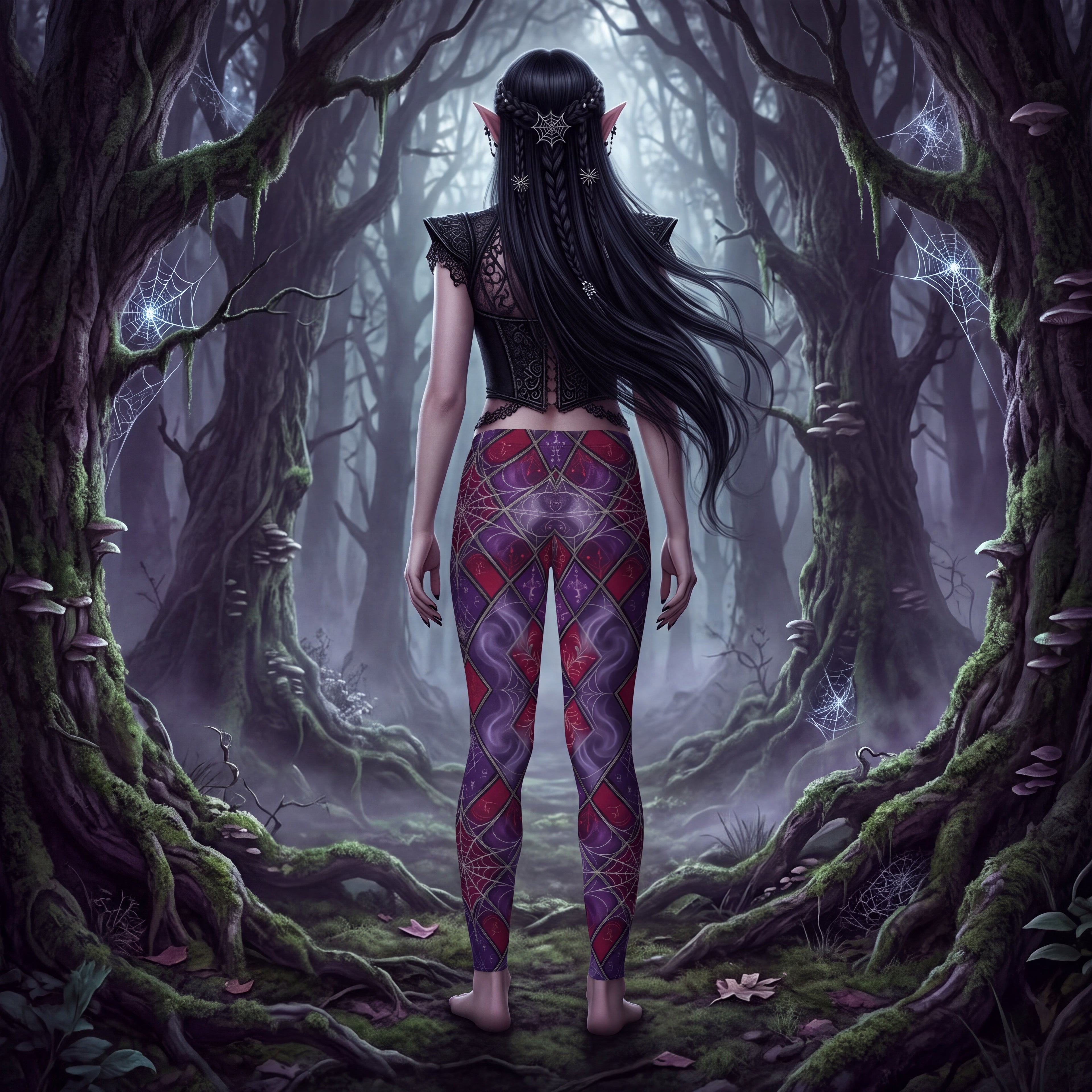 Night Elf Inspired Leggings | Purple & Burgundy Dark Fantasy Elven Pants