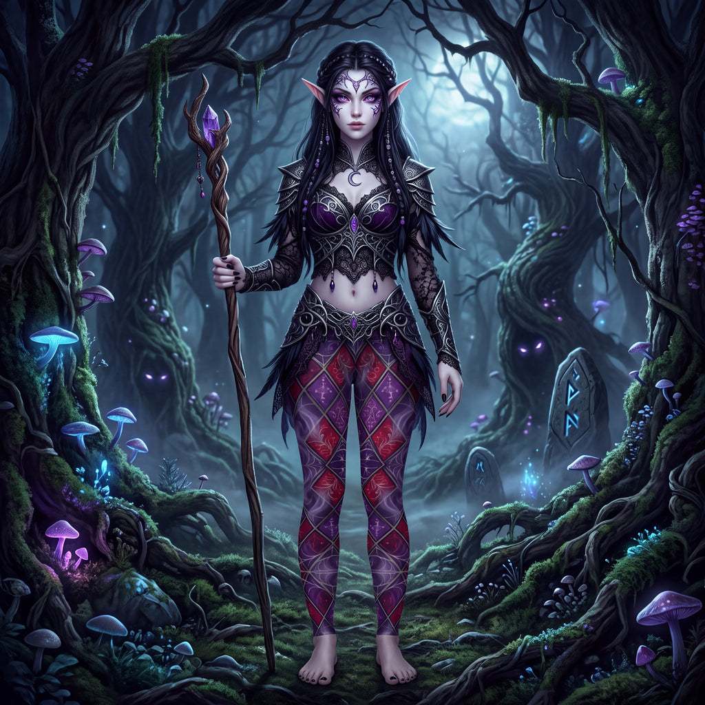 Night Elf Inspired Leggings | Purple & Burgundy Dark Fantasy Elven Pants