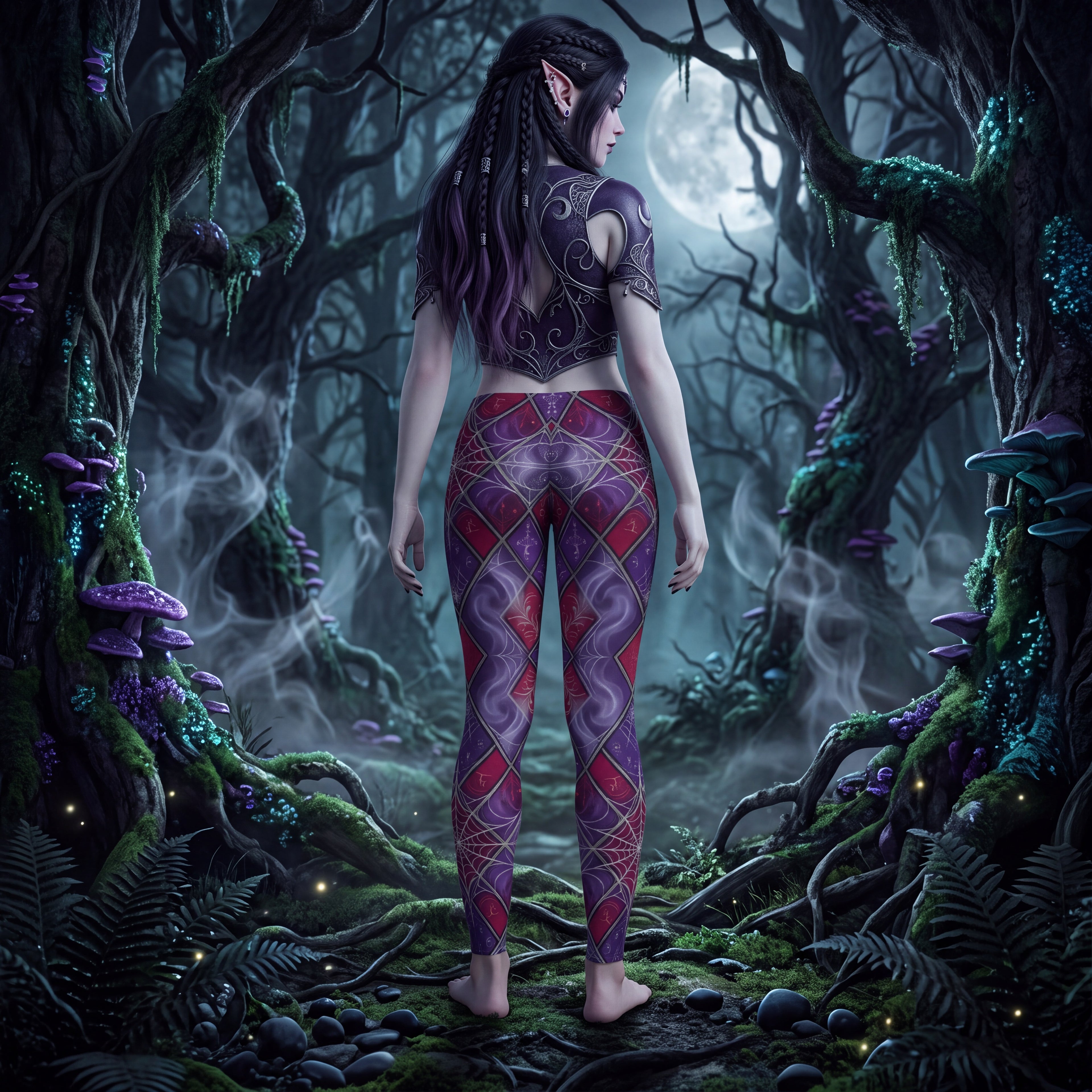 Night Elf Inspired Leggings | Purple & Burgundy Dark Fantasy Elven Pants