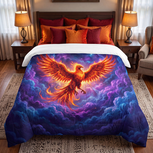 Celestial Phoenix Comforter | Fiery Fantasy Bird Bedding