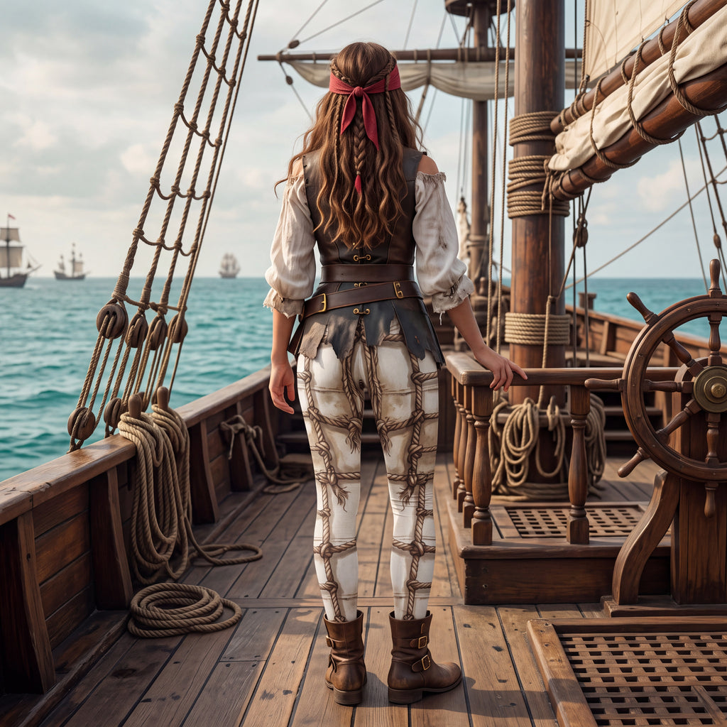 Pirate Yoga Leggings – Nautical Rope Rigging Fantasy Pants