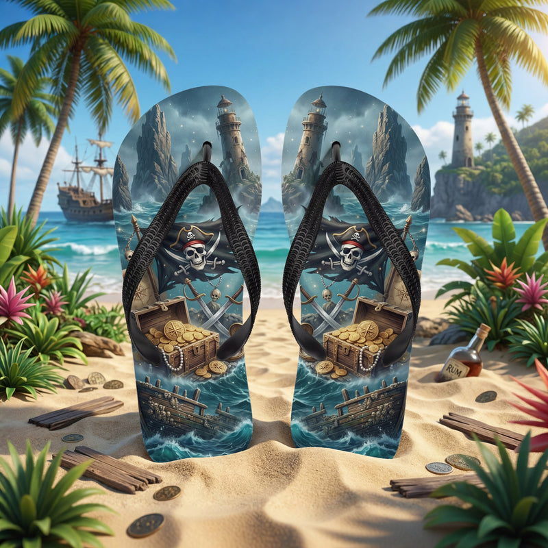 Pirate Flip Flops | Treasure Chest & Stormy Sea | Sublimation Sandals