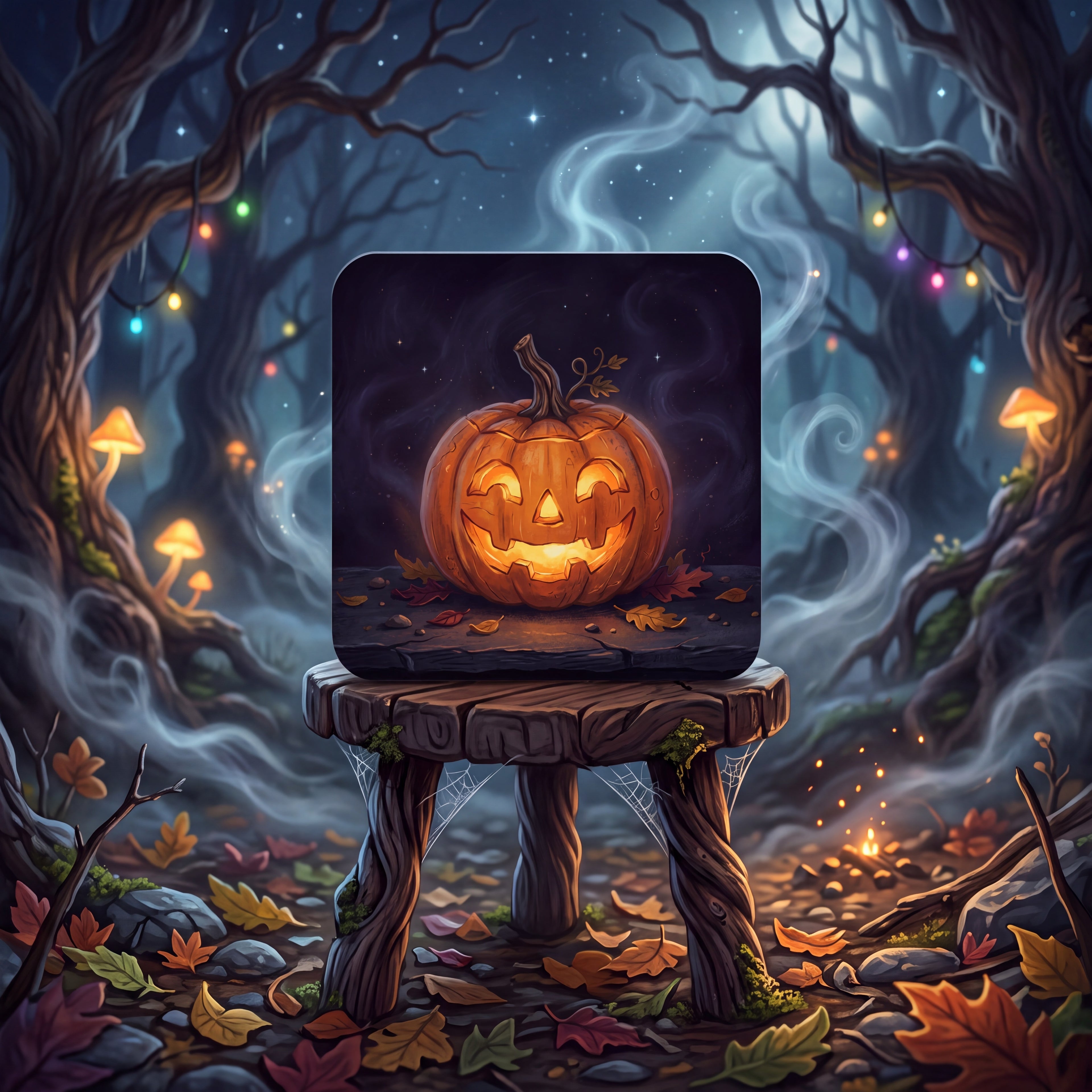 Jack-O’-Lantern Coaster – Spooky Halloween Drink Mat