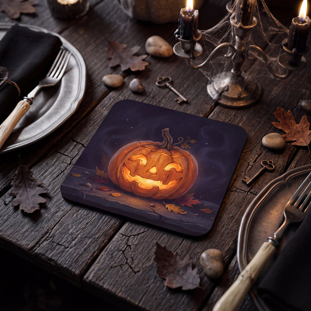 Jack-O’-Lantern Coaster – Spooky Halloween Drink Mat
