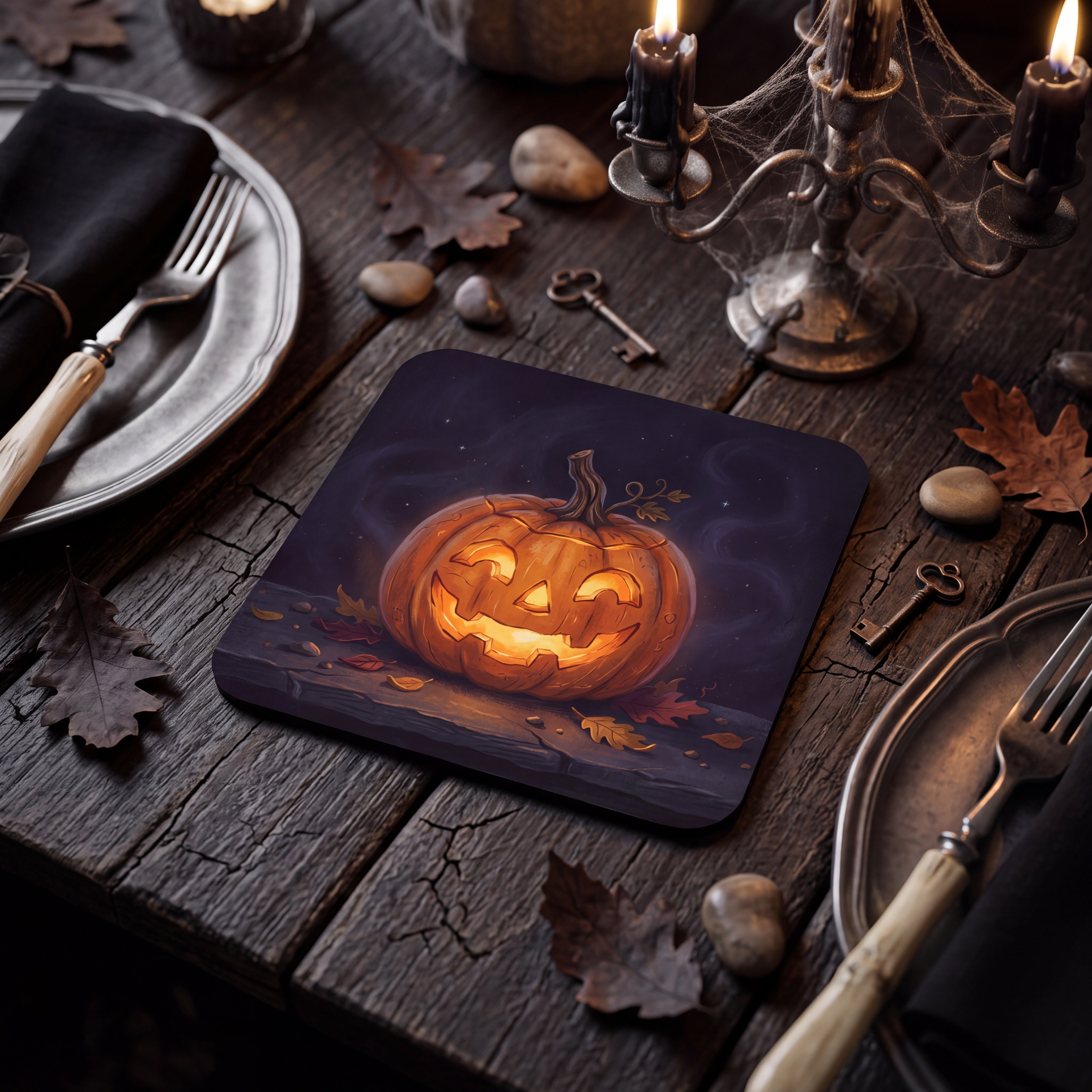 Jack-O’-Lantern Coaster – Spooky Halloween Drink Mat
