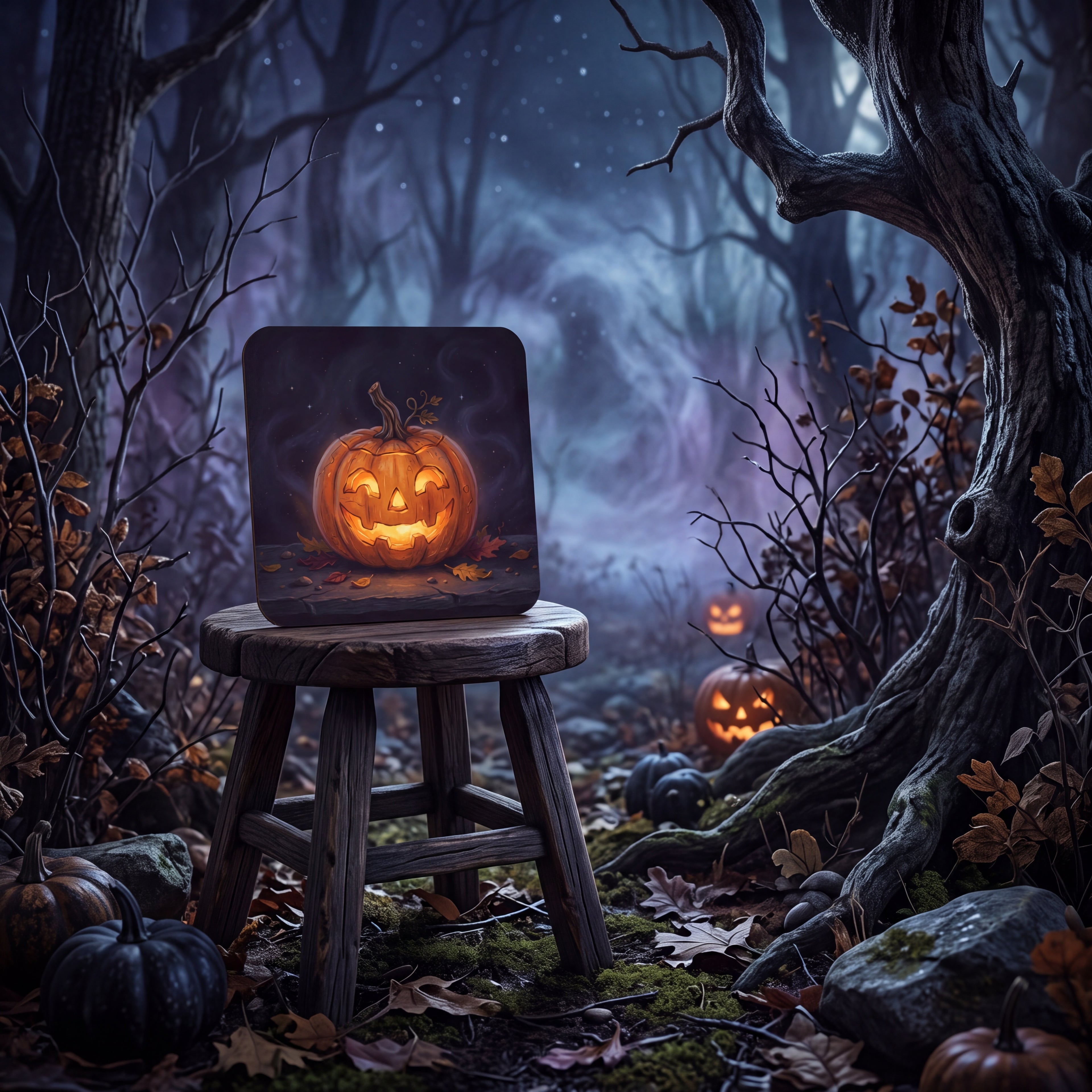 Jack-O’-Lantern Coaster – Spooky Halloween Drink Mat