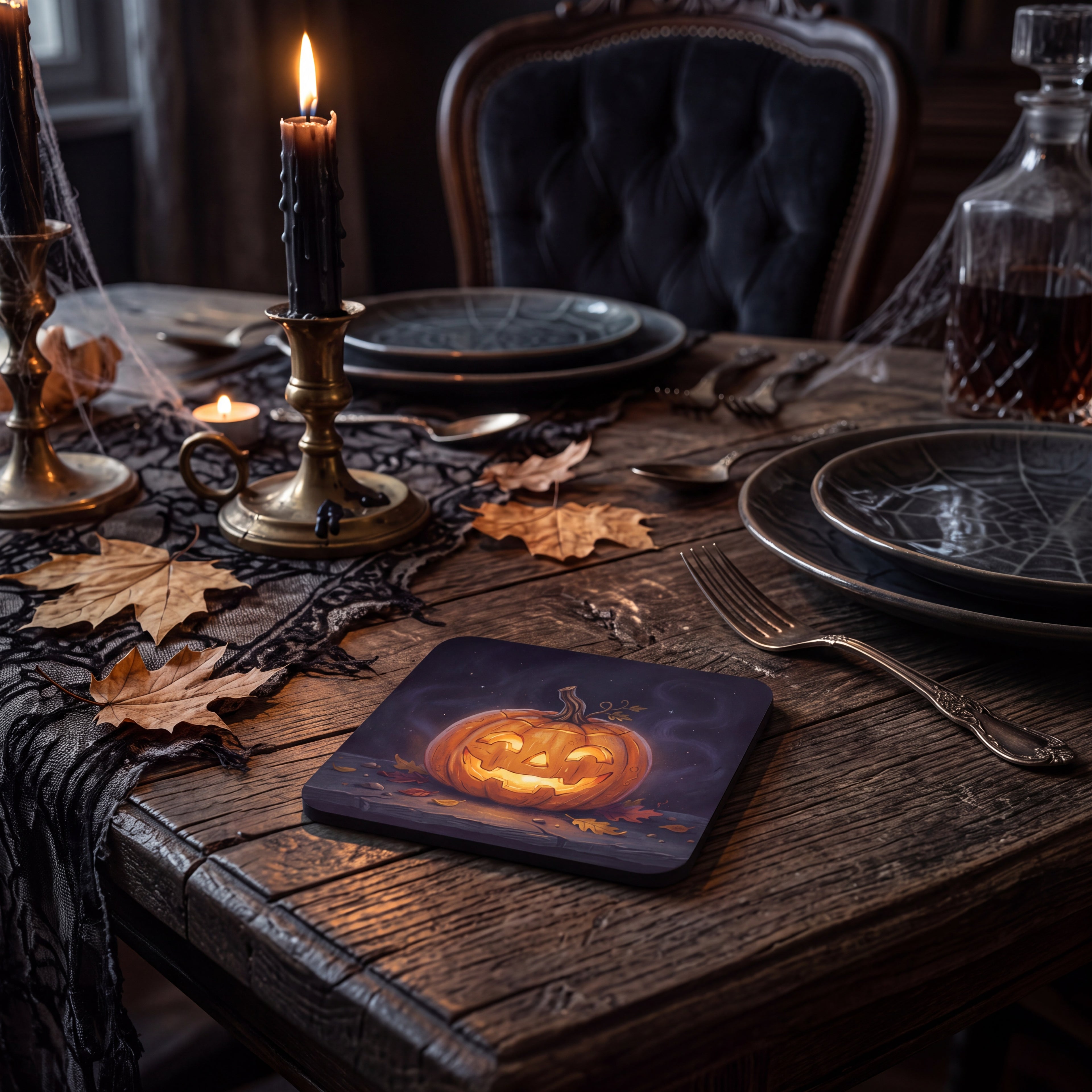 Jack-O’-Lantern Coaster – Spooky Halloween Drink Mat