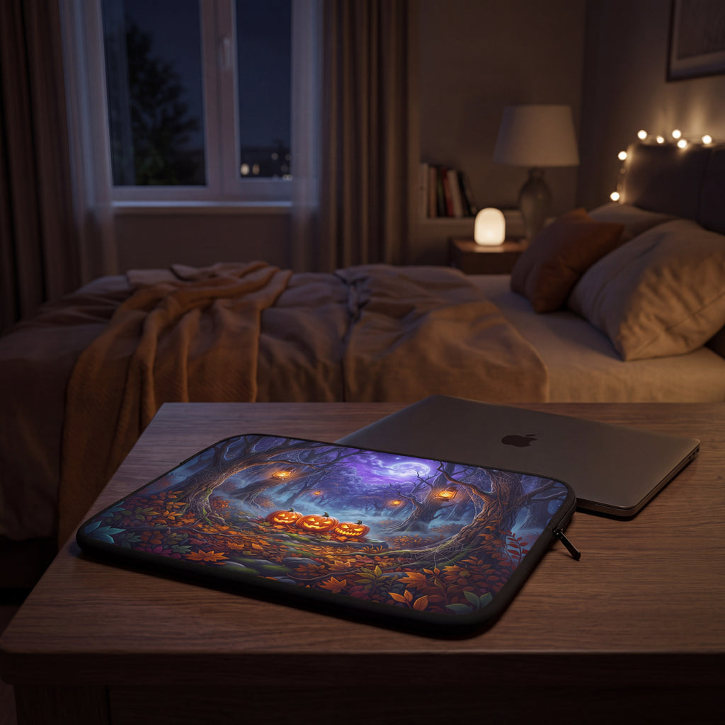 Halloween Forest Laptop Sleeve – Pumpkin Moon Spooky | Neoprene Computer Case