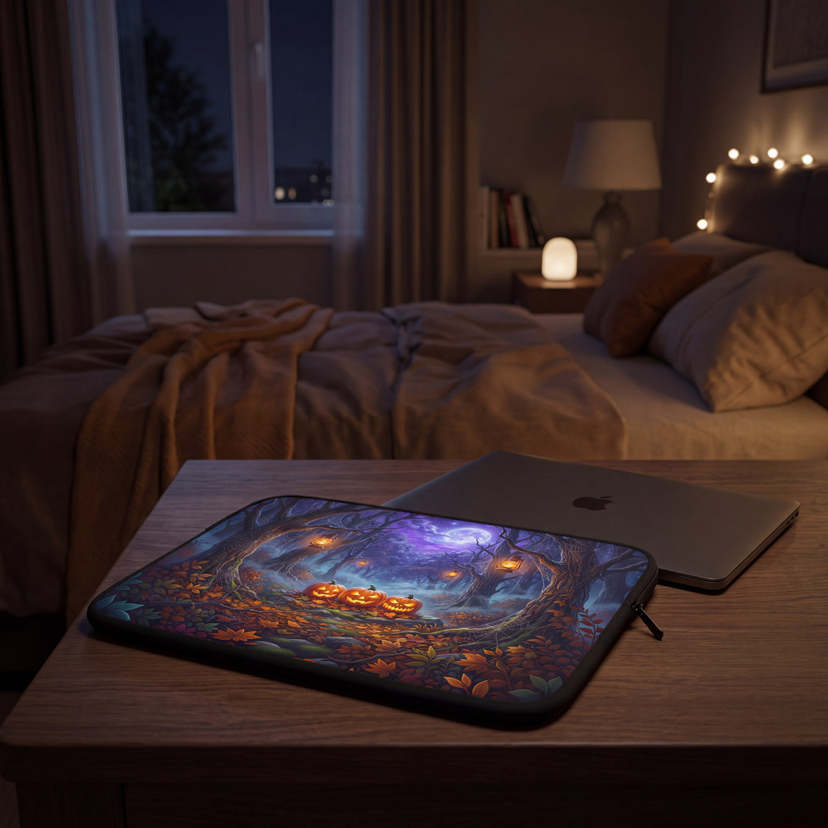 Halloween Forest Laptop Sleeve – Pumpkin Moon Spooky | Neoprene Computer Case