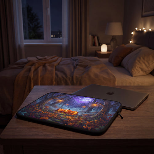 Halloween Forest Laptop Sleeve – Pumpkin Moon Spooky | Neoprene Computer Case