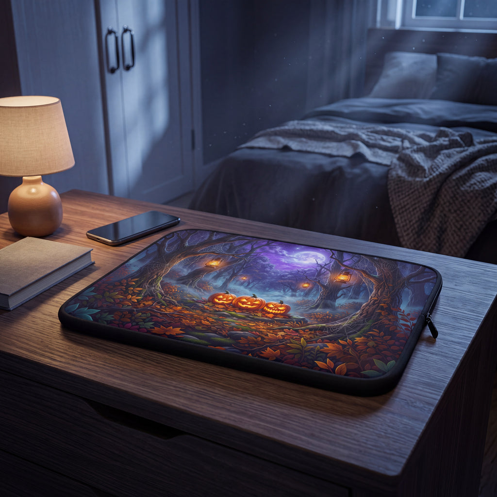 Halloween Forest Laptop Sleeve – Pumpkin Moon Spooky | Neoprene Computer Case