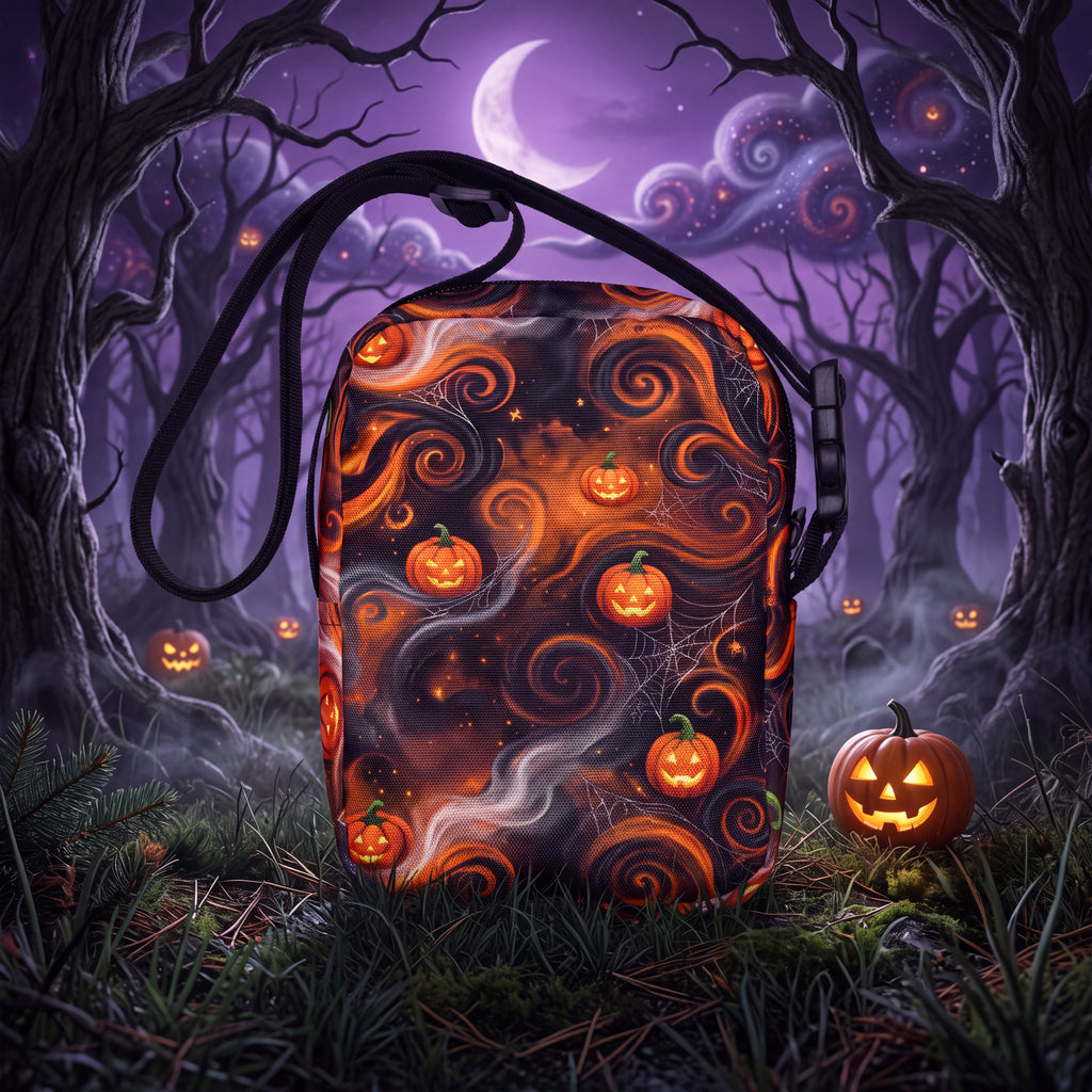 Halloween Pumpkin Crossbody Bag – Jack O Lantern Spiderweb Spooky Purse