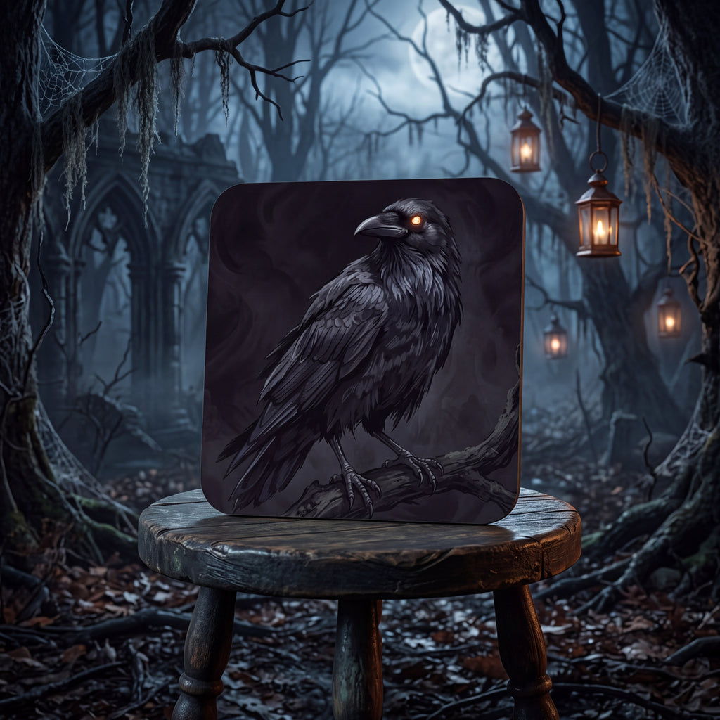 Raven Coaster – Spooky Halloween Drink Mat