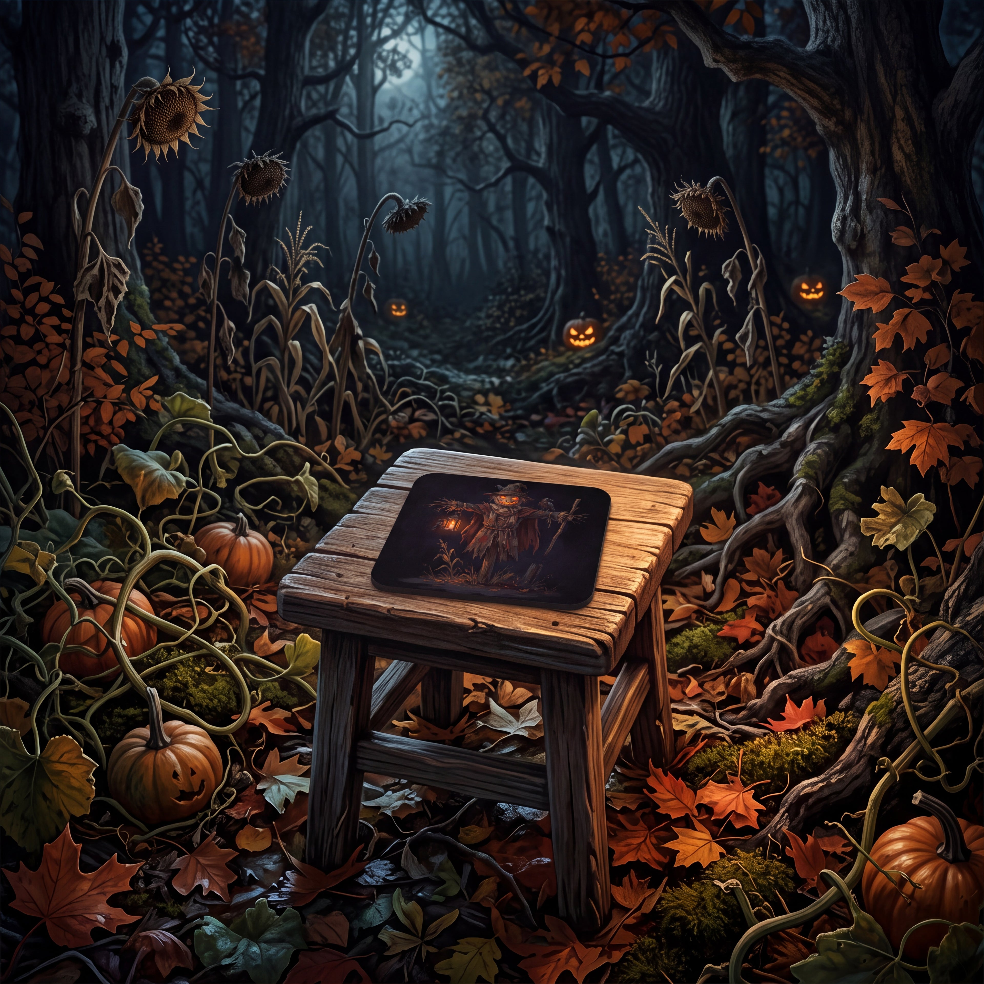 Scarecrow Coaster – Spooky Halloween Drink Mat
