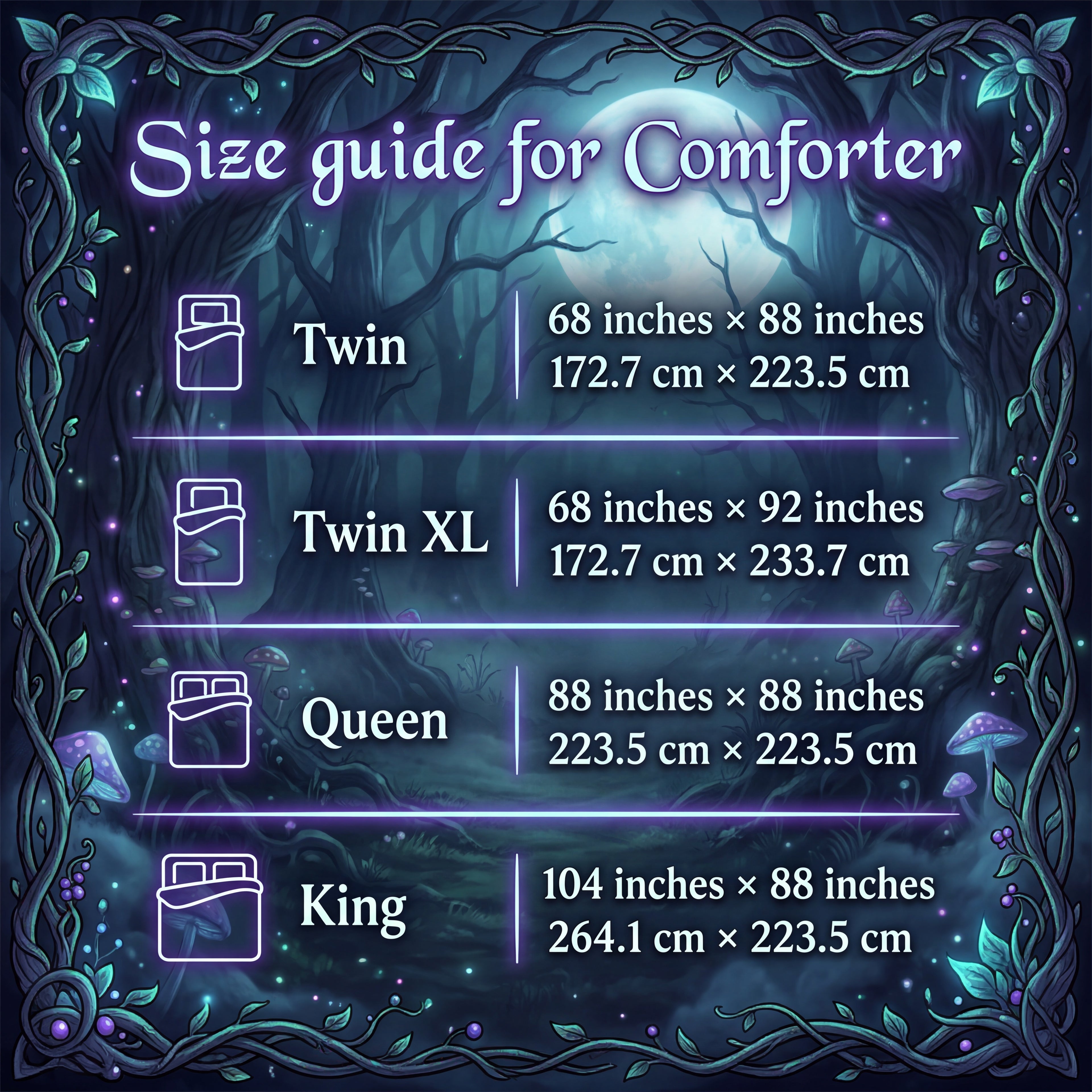Gothic Magical Fairy Comforter | Enchanted Forest Fairycore Bedding | Soft Microfiber