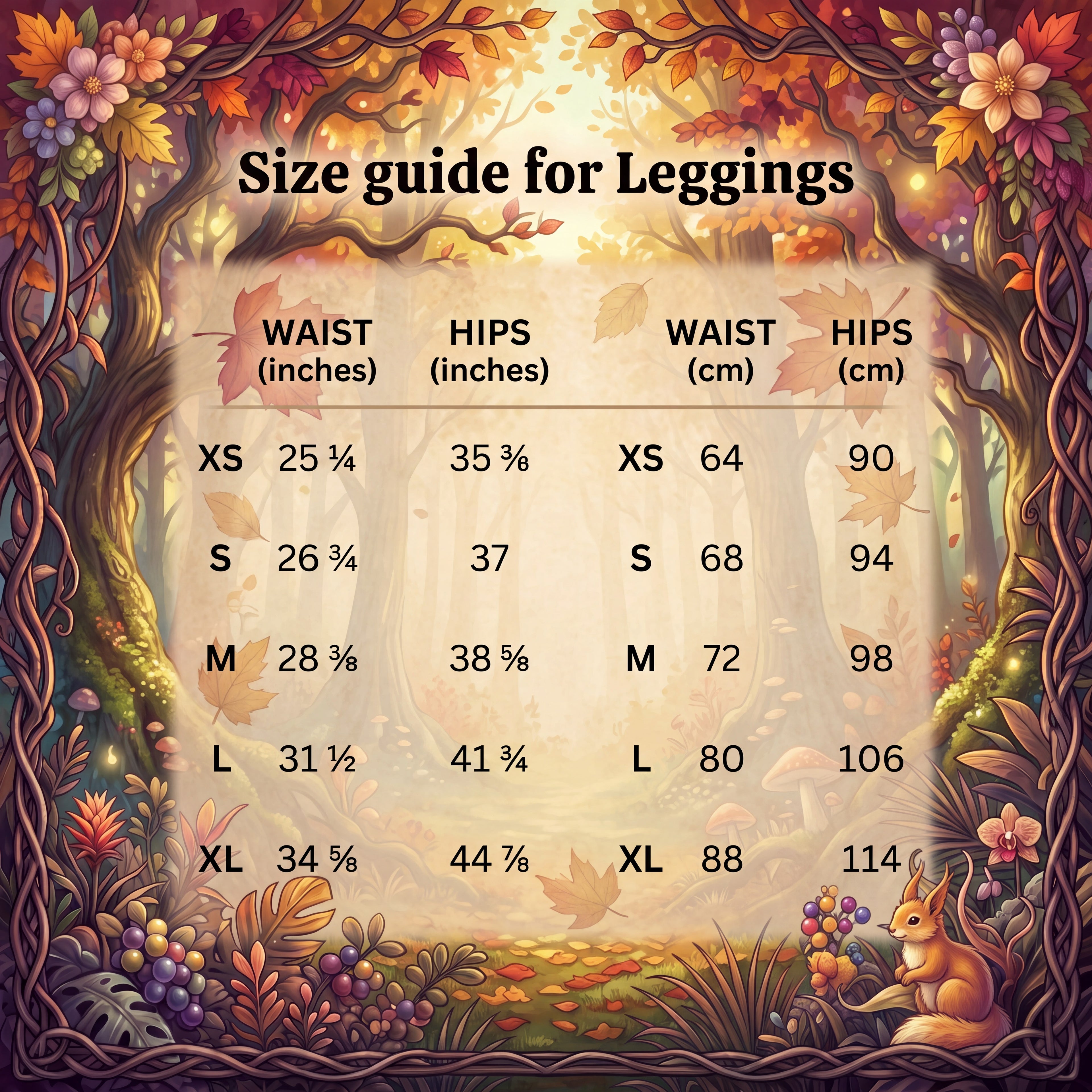 Fall Yoga Leggings | Autumn Leaves & Acorn Fantasy Print