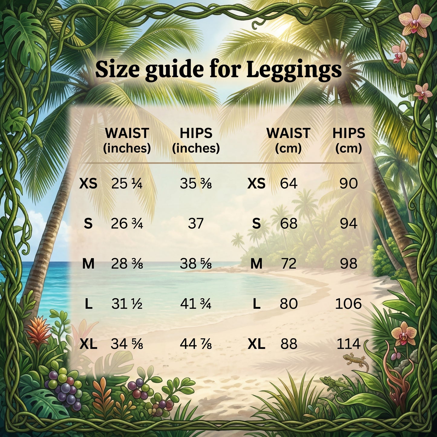 Tropical Palm Yoga Leggings | Ocean Wave Beach Print | High-Waisted Activewear