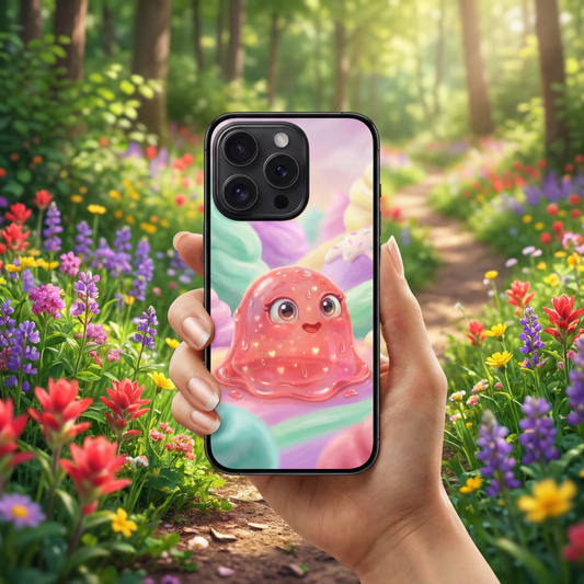 Pastel Valentine iPhone Case | Kawaii Slime Character | Sweet Candycore Matte Tough Case