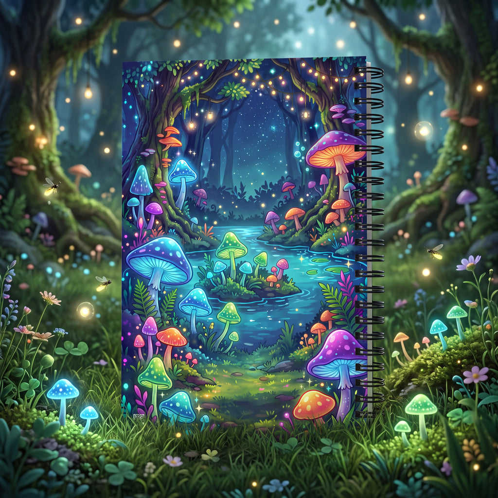 Slime Girl Scientist Spiral Notebook – Cute Fantasy | Kawaii Mushroom Forest Journal
