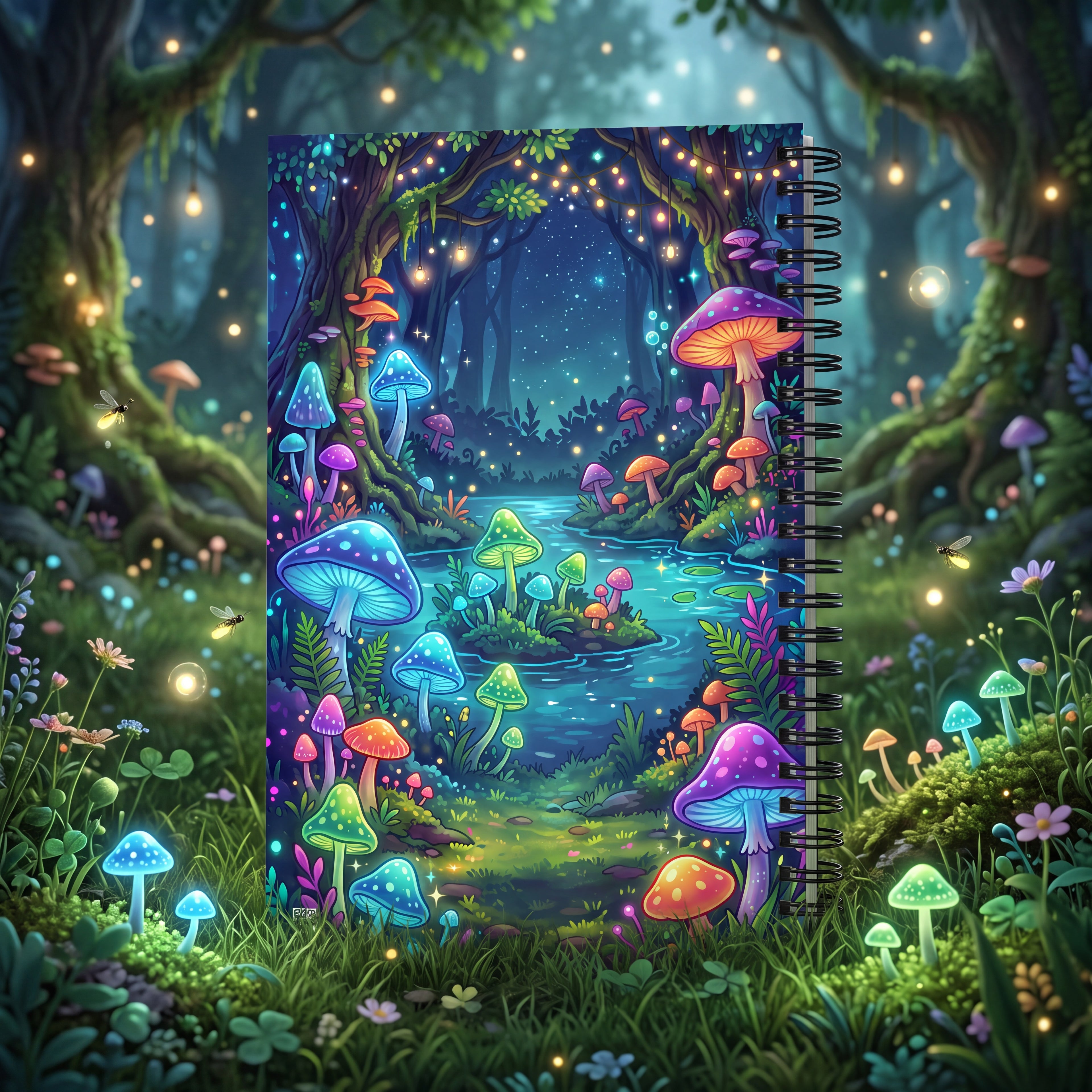 Slime Girl Scientist Spiral Notebook – Cute Fantasy | Kawaii Mushroom Forest Journal