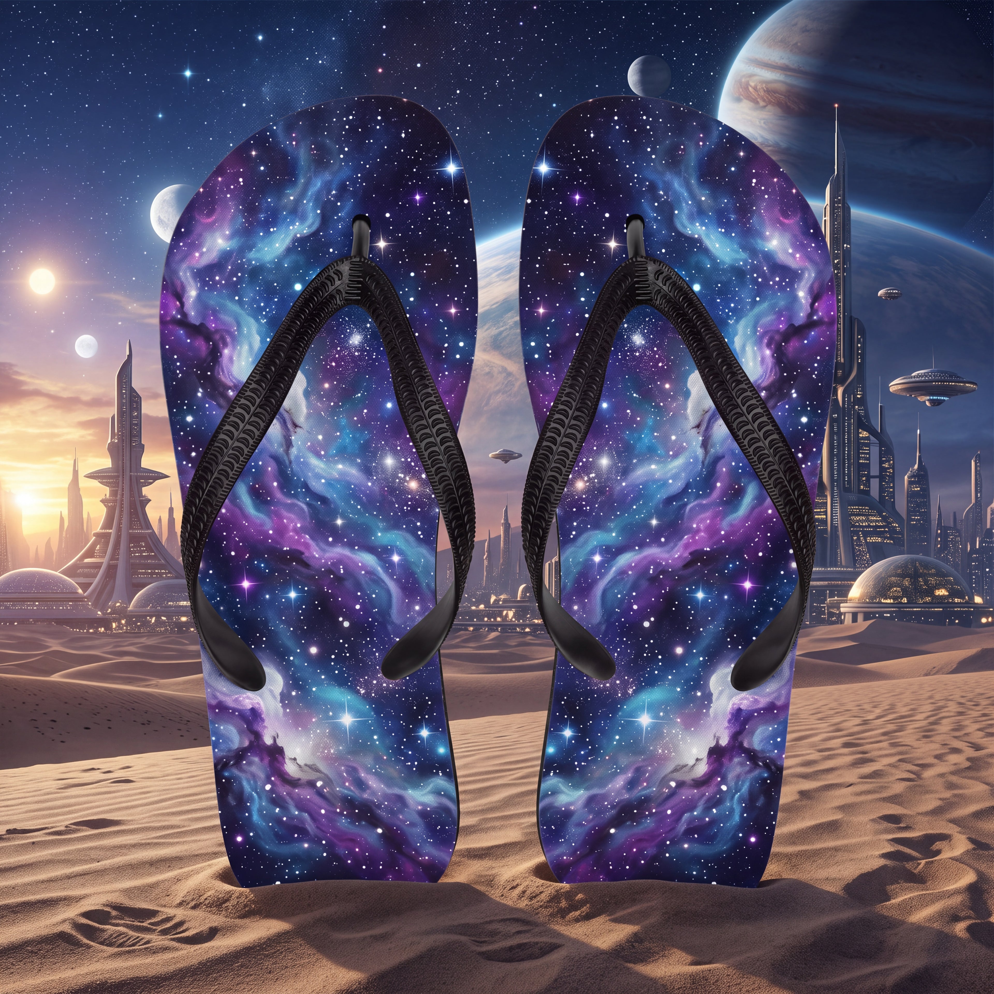 Purple Galaxy Flip Flops – Nebula Space Sandals