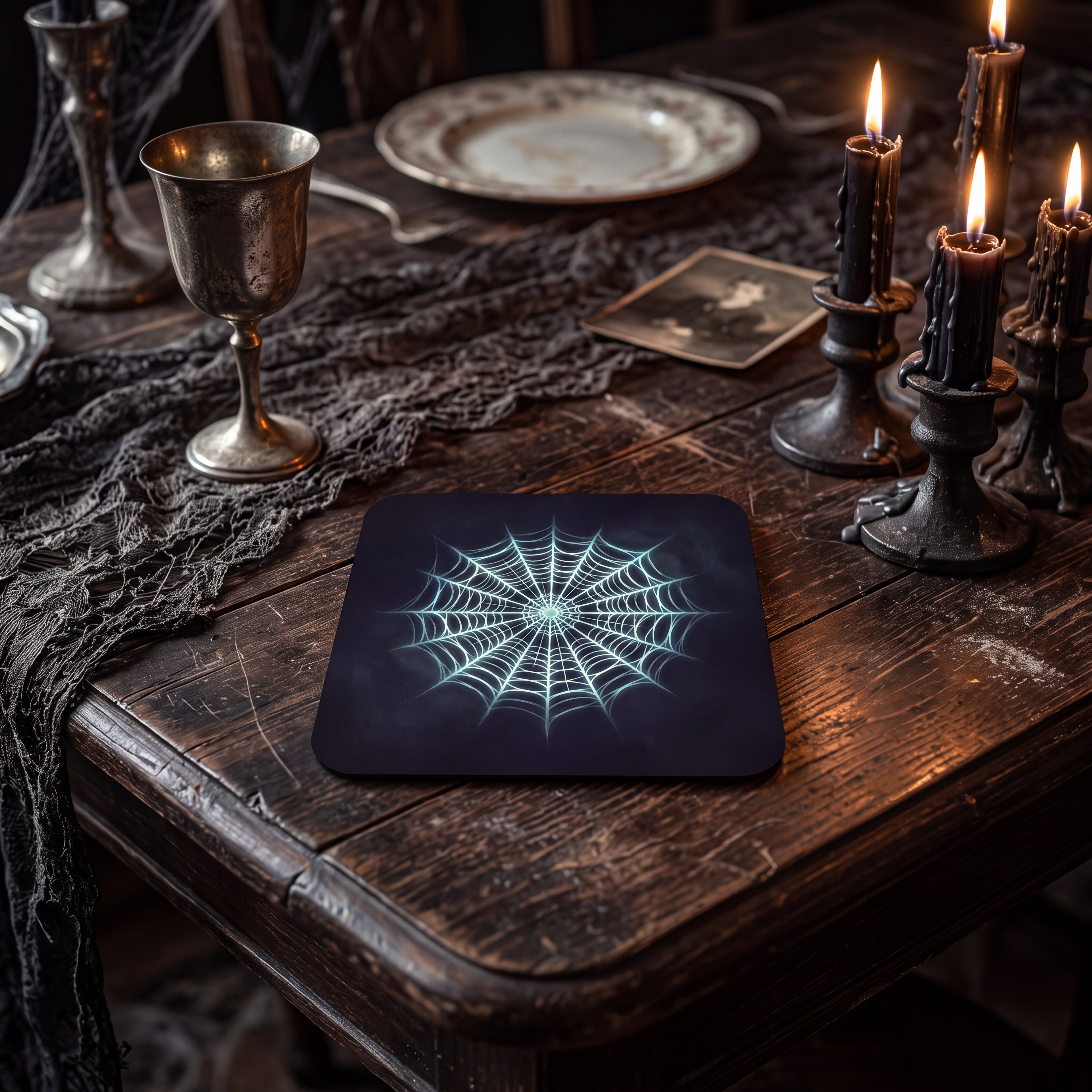Spiderweb Coaster – Spooky Halloween Drink Mat