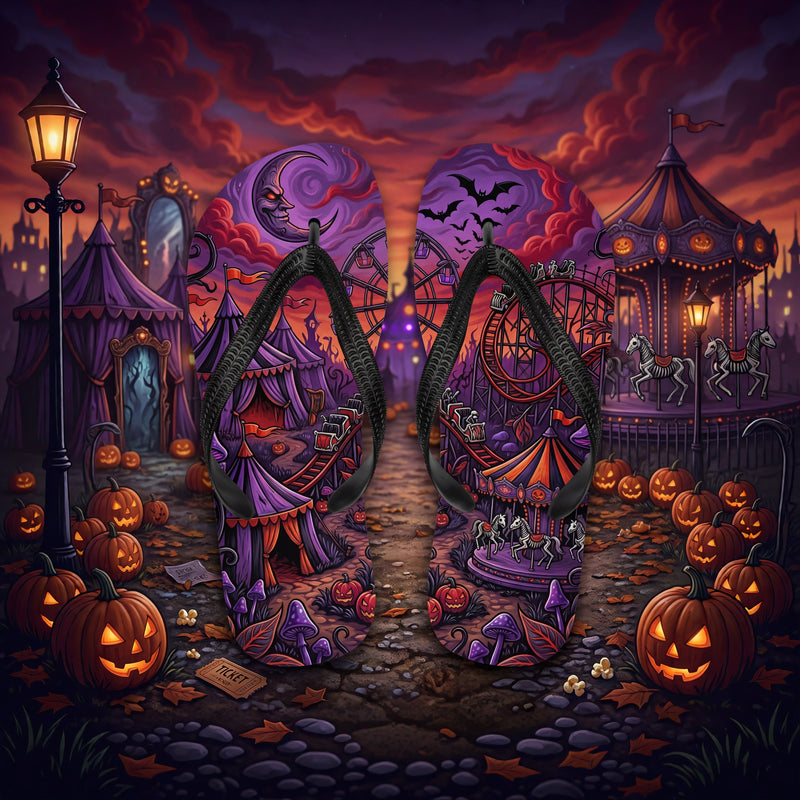 Spooky Carnival Flip Flops | Halloween Amusement Park Sandals