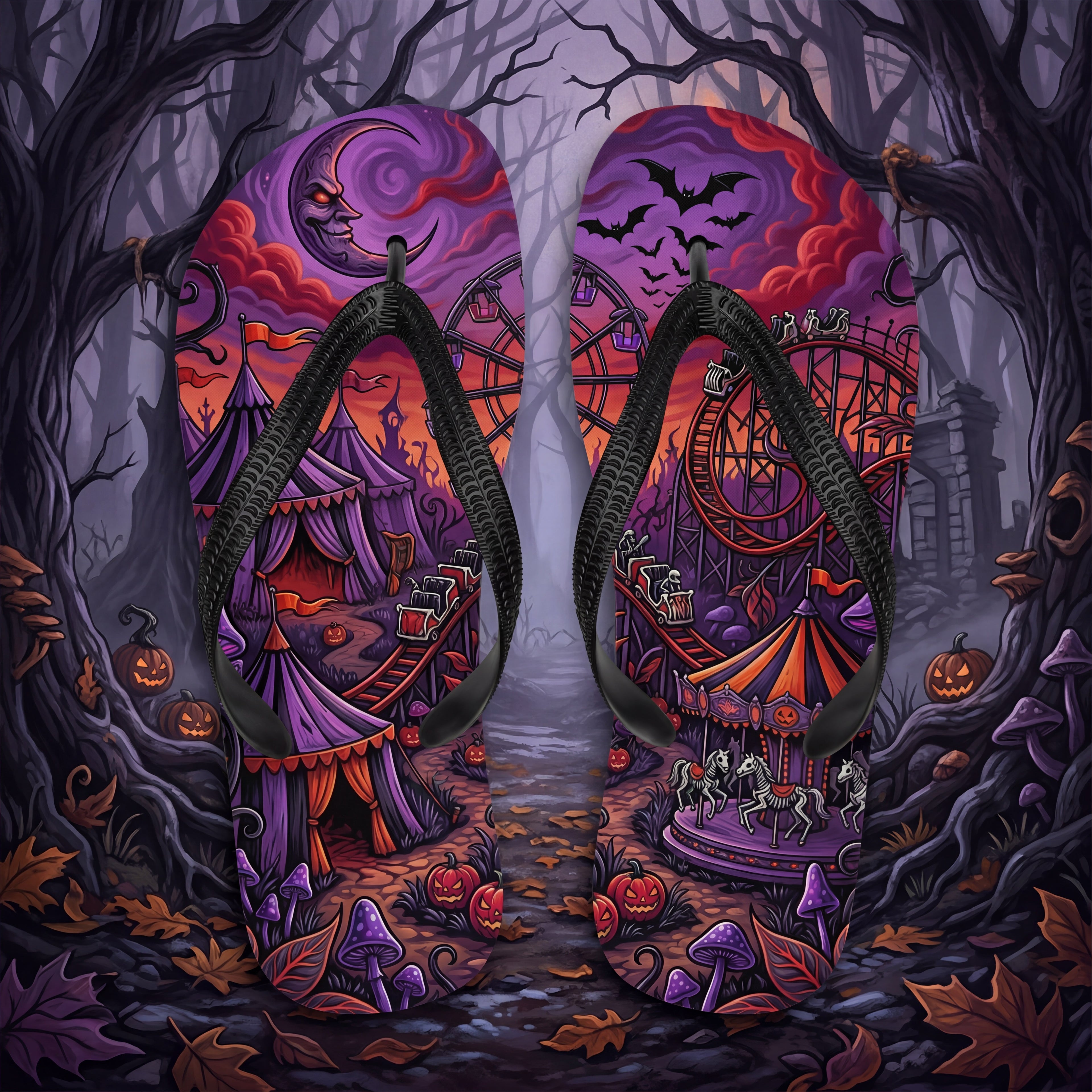 Gruselige Karnevals-Flip-Flops | Halloween Freizeitpark Sandalen