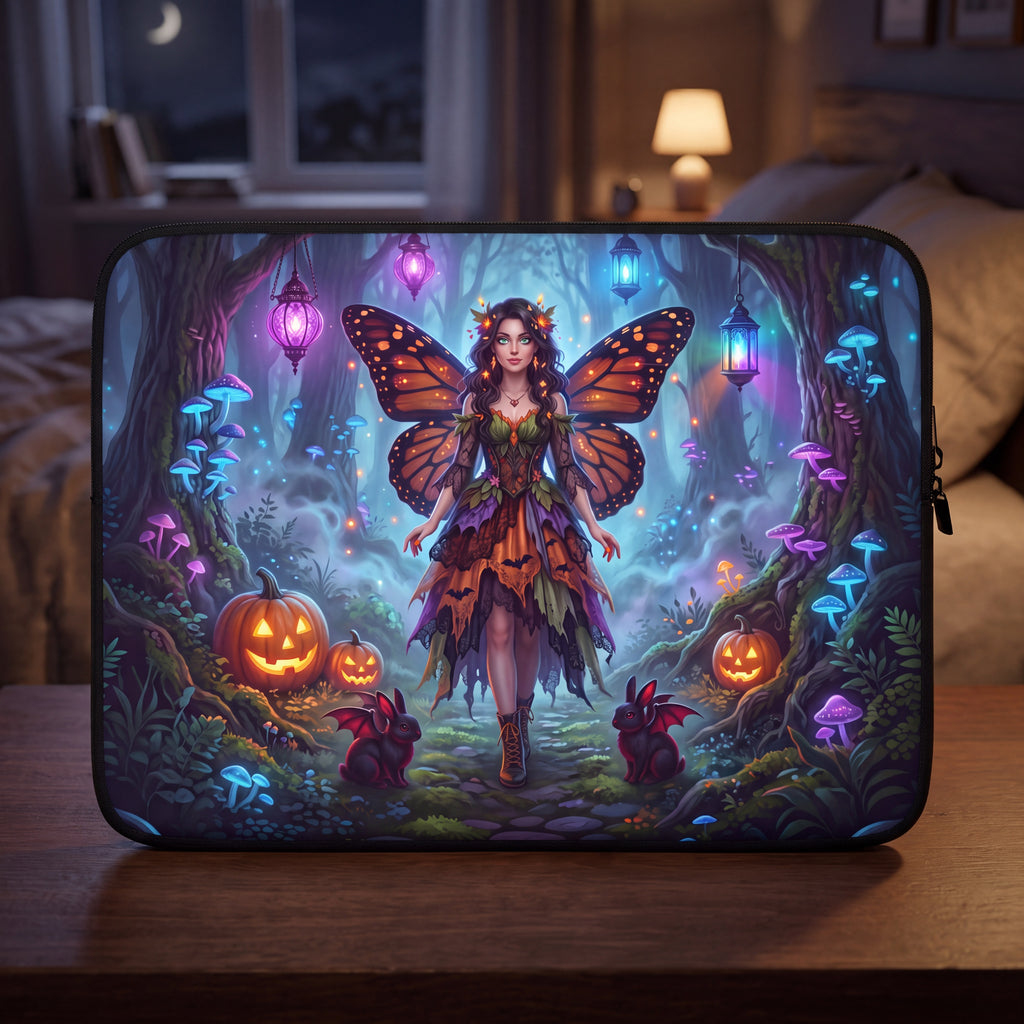 Halloween Fairy Laptop Sleeve – Pumpkin Forest Fantasy | Neoprene Computer Case