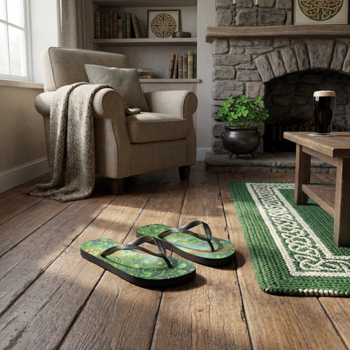 St. Patrick’s Day Sublimation Flip Flops | Shamrock Rainbow Fantasy Sandals