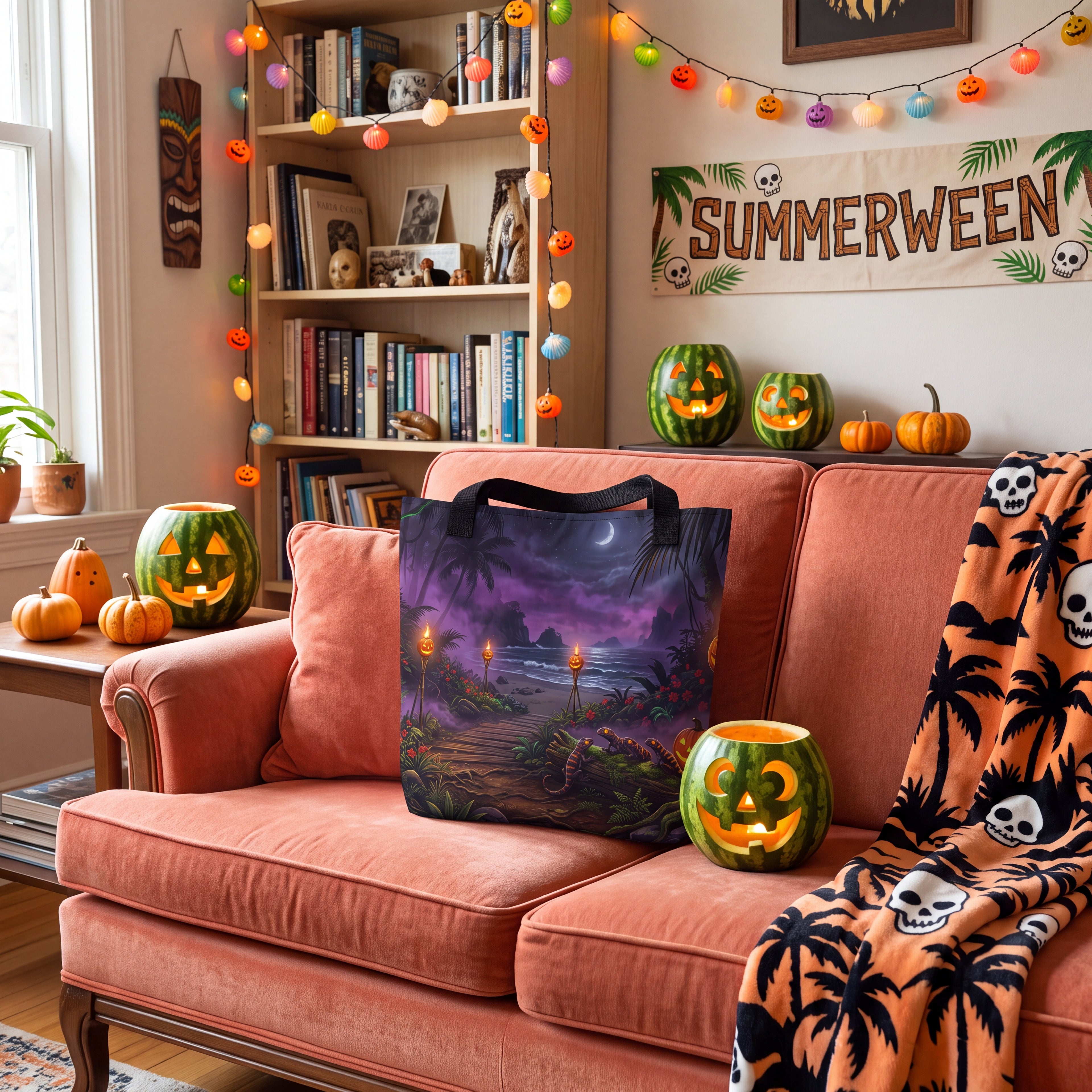 Summerween Tote Bag | Tropical Tiki Torch Jungle