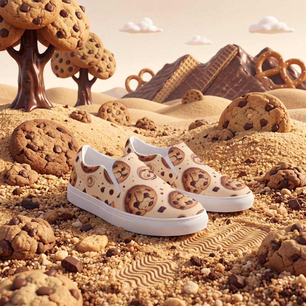 Cookie Slip-On Shoes | Dessert Canvas Sneakers for Bakers & Cookie Lovers