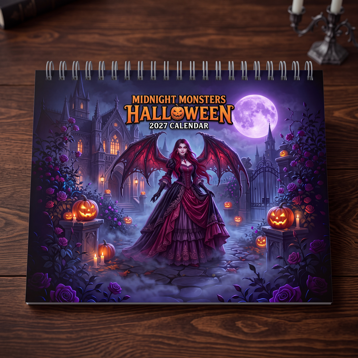 Midnight Monsters Halloween 2027 Wall Calendar – Gothic Fantasy Vampire, Witch, Werewolf & Spooky Monster Art