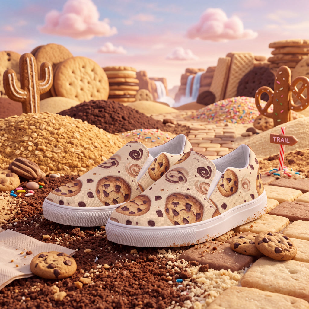 Cookie Slip-On Shoes | Dessert Canvas Sneakers for Bakers & Cookie Lovers